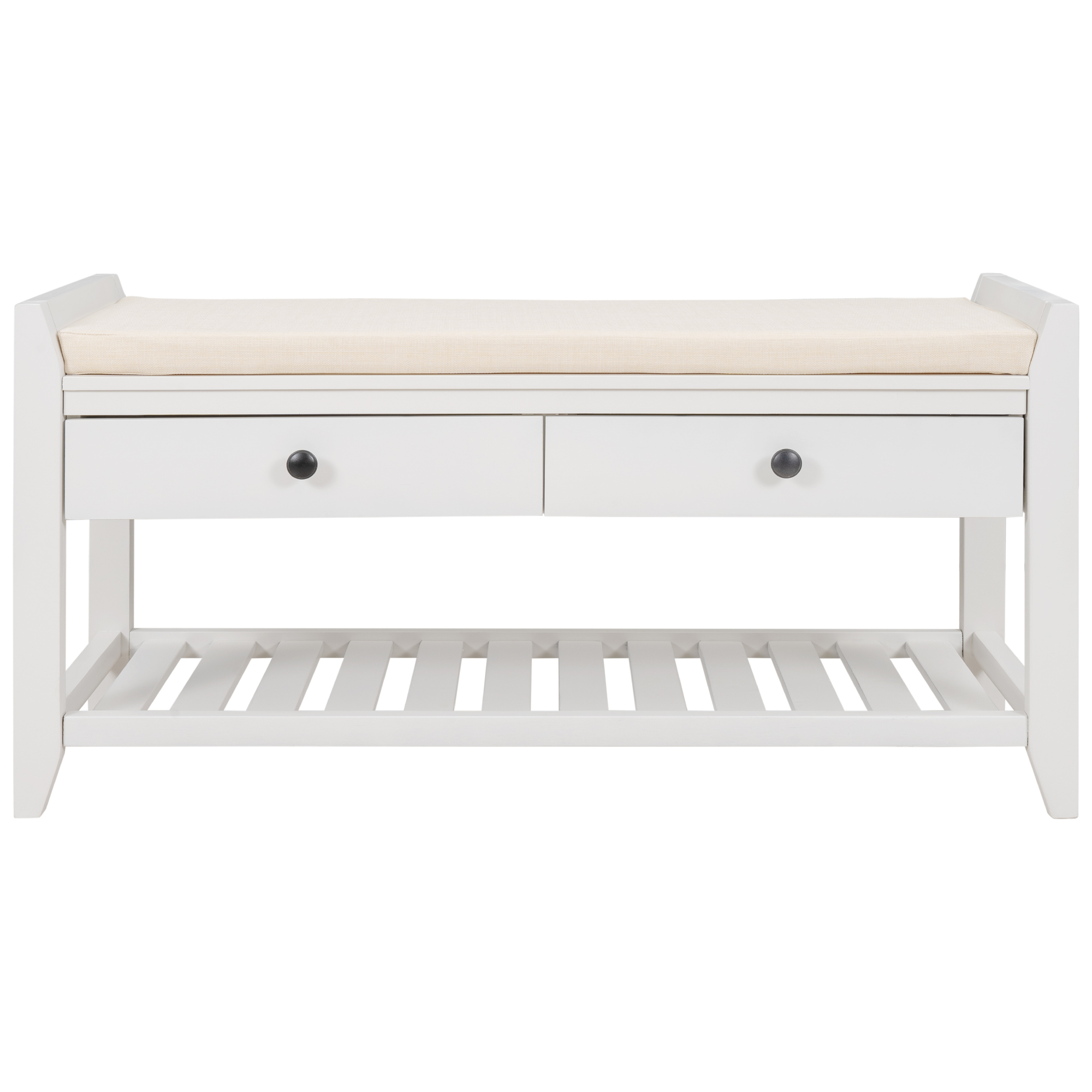 TREXM Shoe Rack with Cushioned Seat and Drawers - WF195386AAK