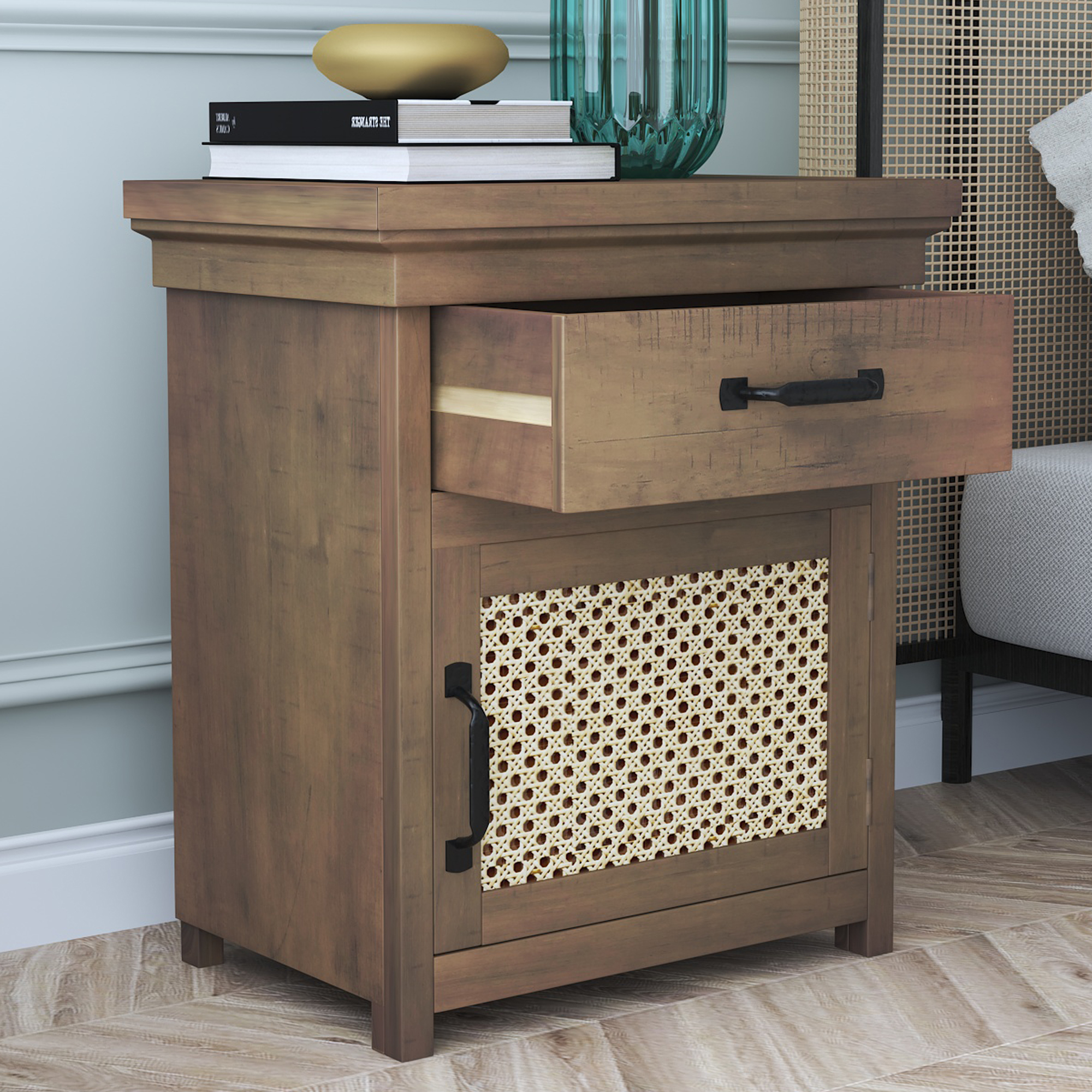 Rustic Nightstand With Drawer And Cabinet - WF282643AAD