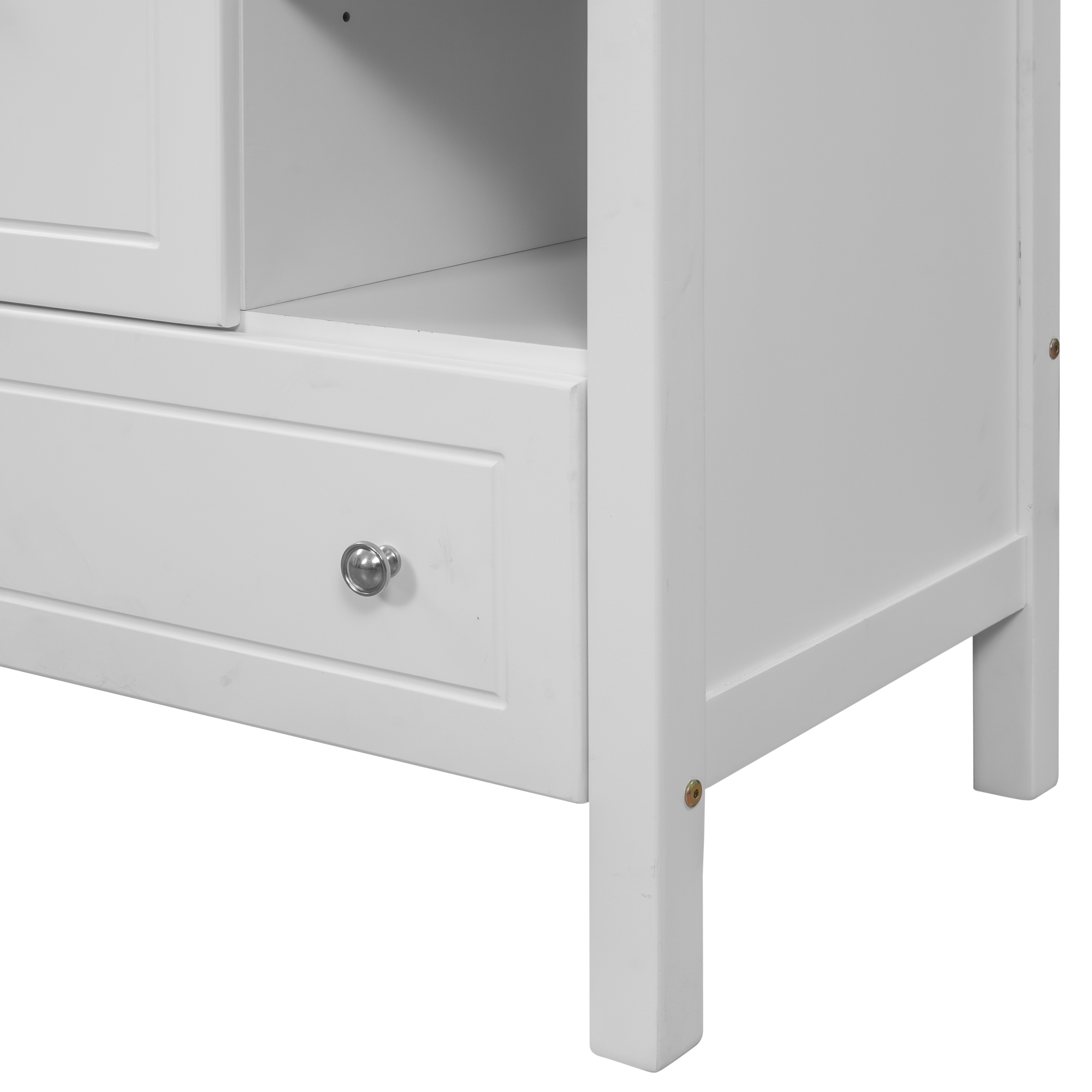 30" Bathroom Vanity Base Only, Solid Wood Frame, Bathroom Storage Cabinet With Doors And Drawers, White - WF283480AAK
