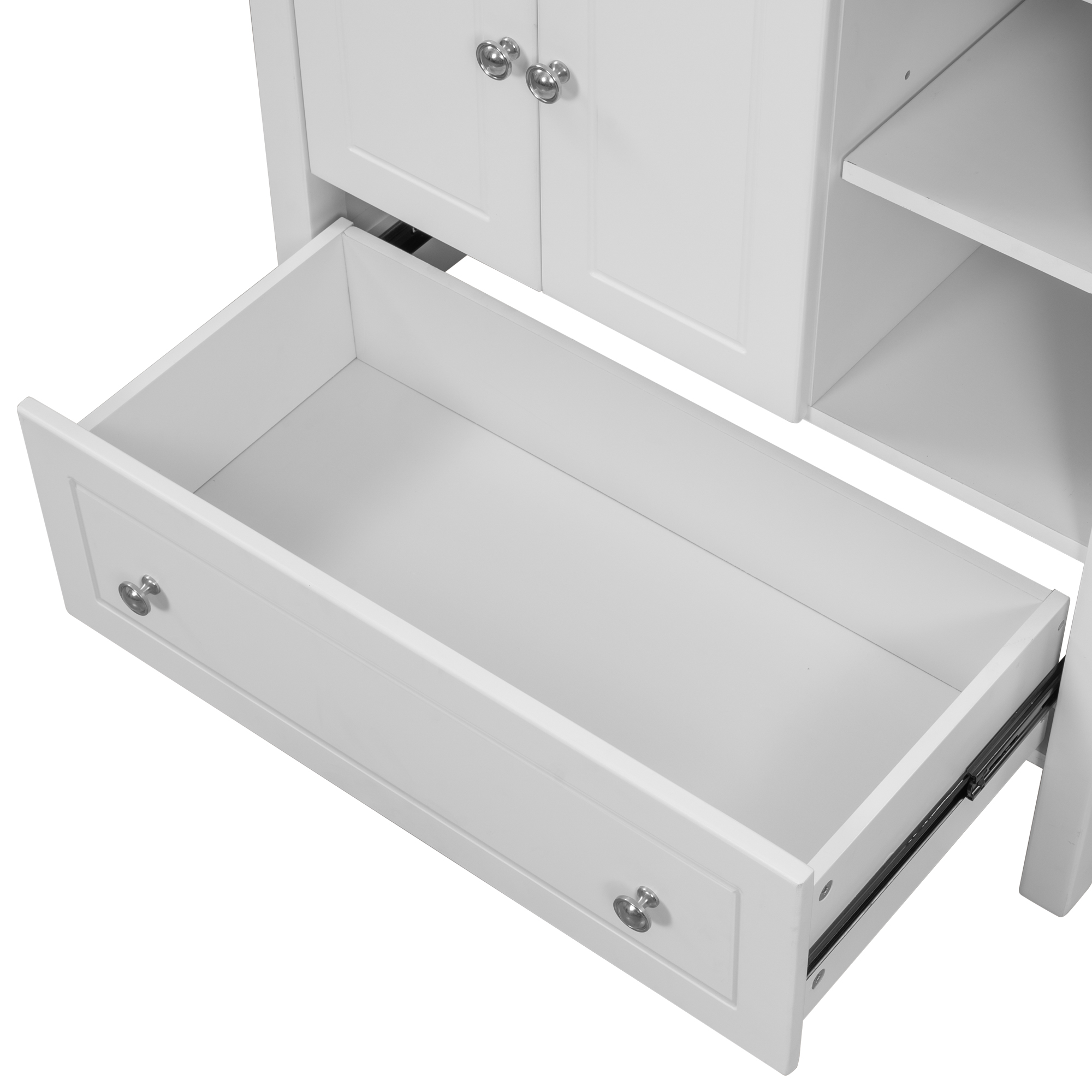 30" Bathroom Vanity Base Only, Solid Wood Frame, Bathroom Storage Cabinet With Doors And Drawers, White - WF283480AAK