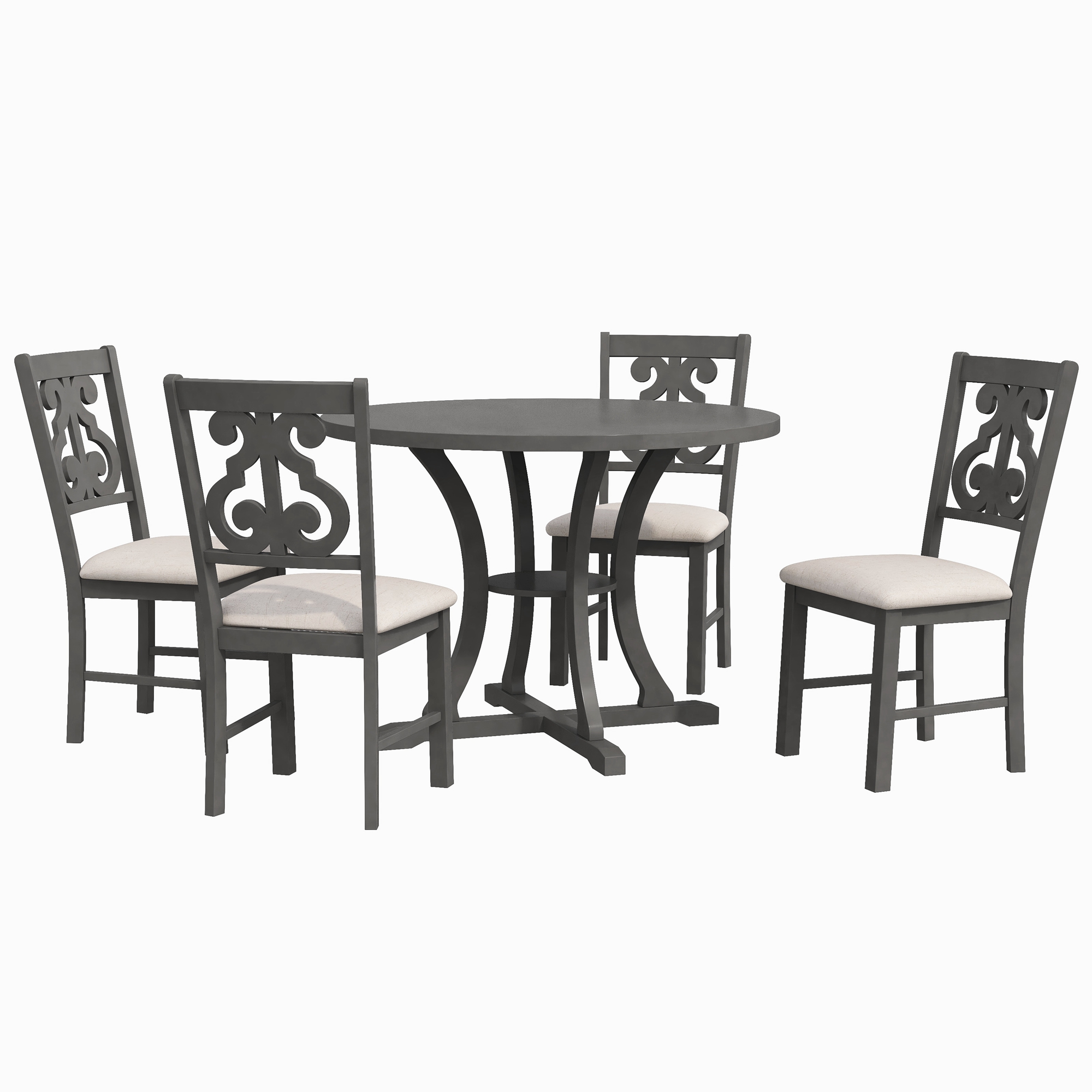 TREXM 5-Piece Round Dining Table and Chair Set - ST000056AAE
