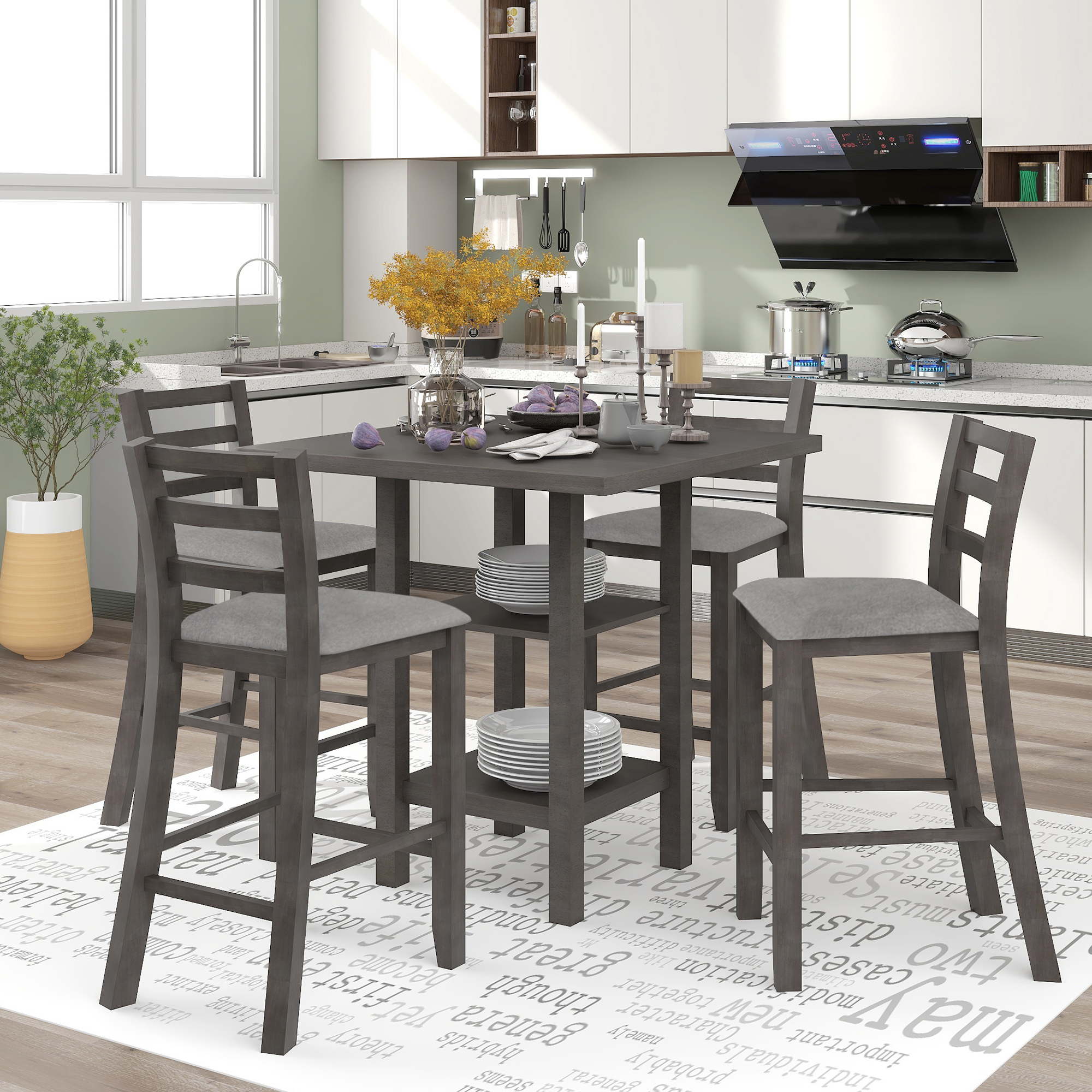 Wooden 5-Piece Counter Height Dining Set - ST000034AAE