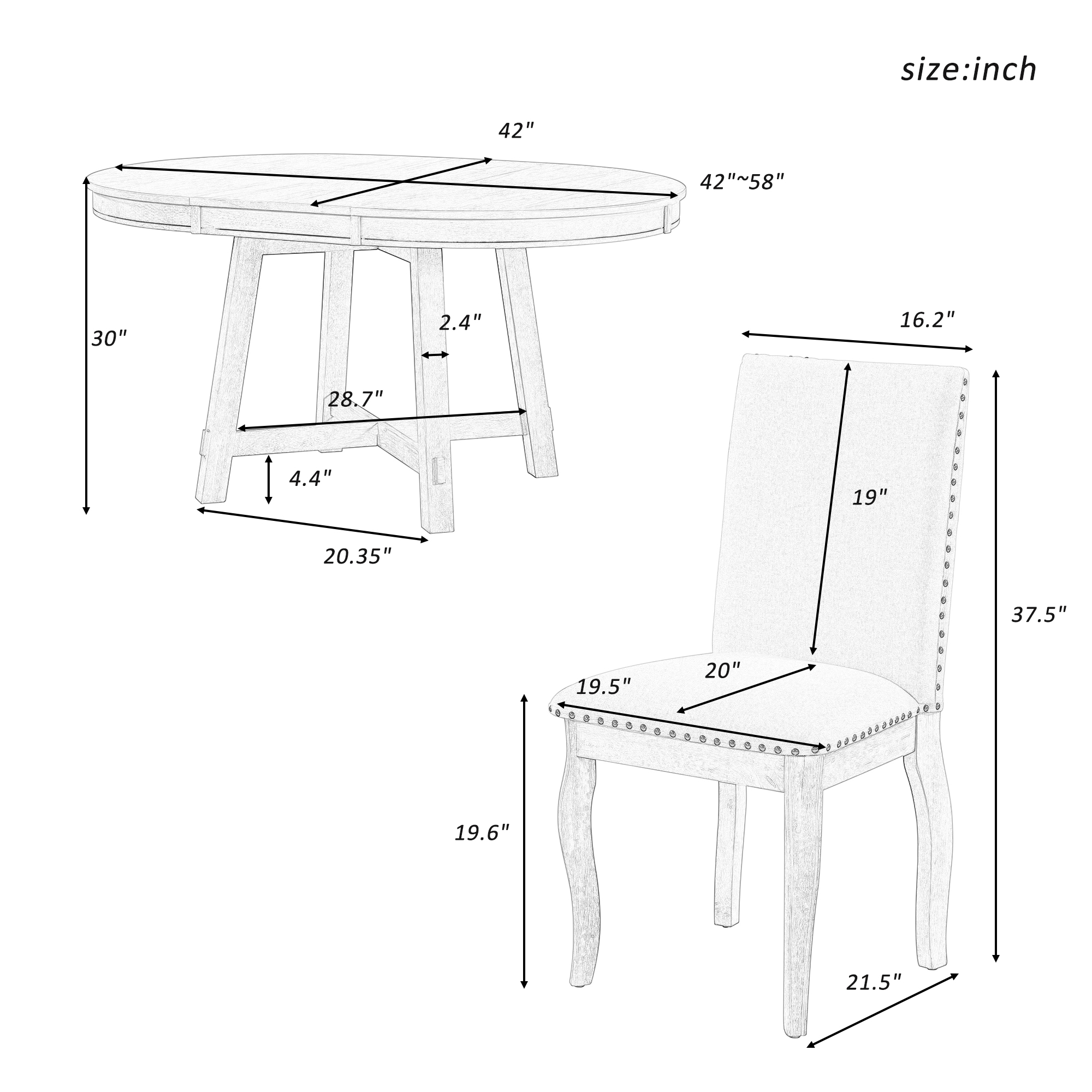 5-Piece Farmhouse Dining Table Set - ST000074AAE