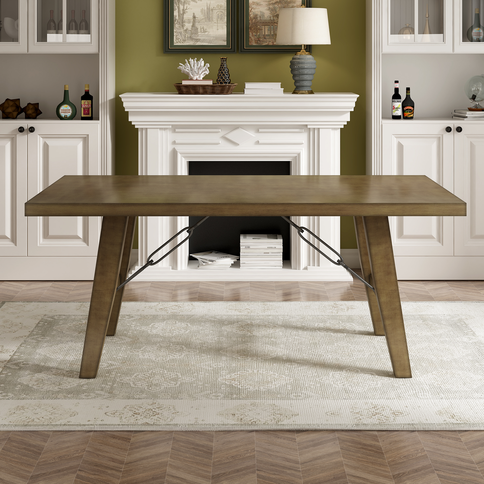 Industrial Style 72" Wooden Rectangular Table - WF290789AAD