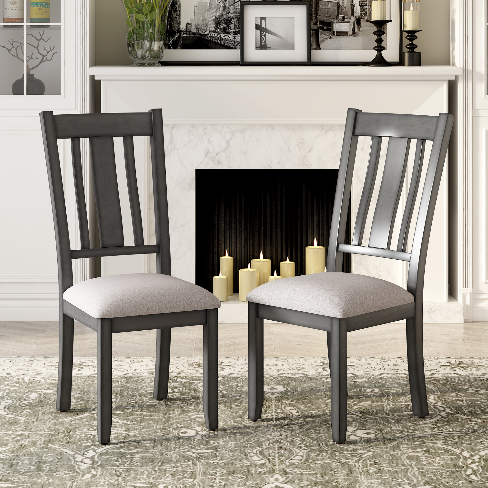 Industrial Style Wooden Dining Chairs - WF290791AAE