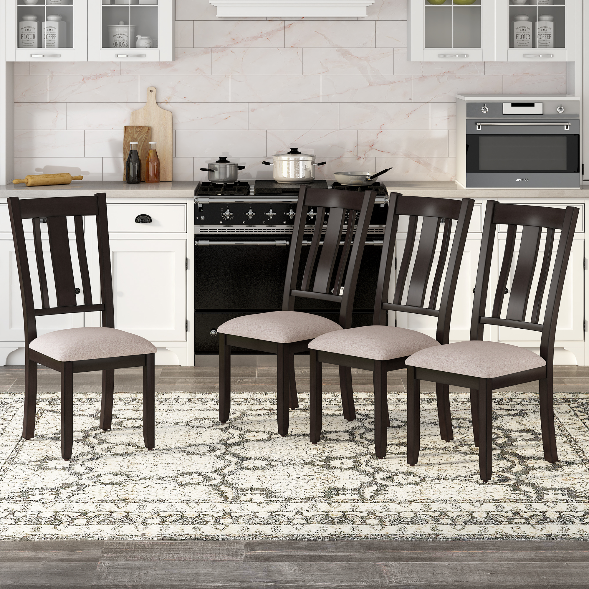 Industrial Style Wooden Dining Chairs with Ergonomic Design - WF290790AAP