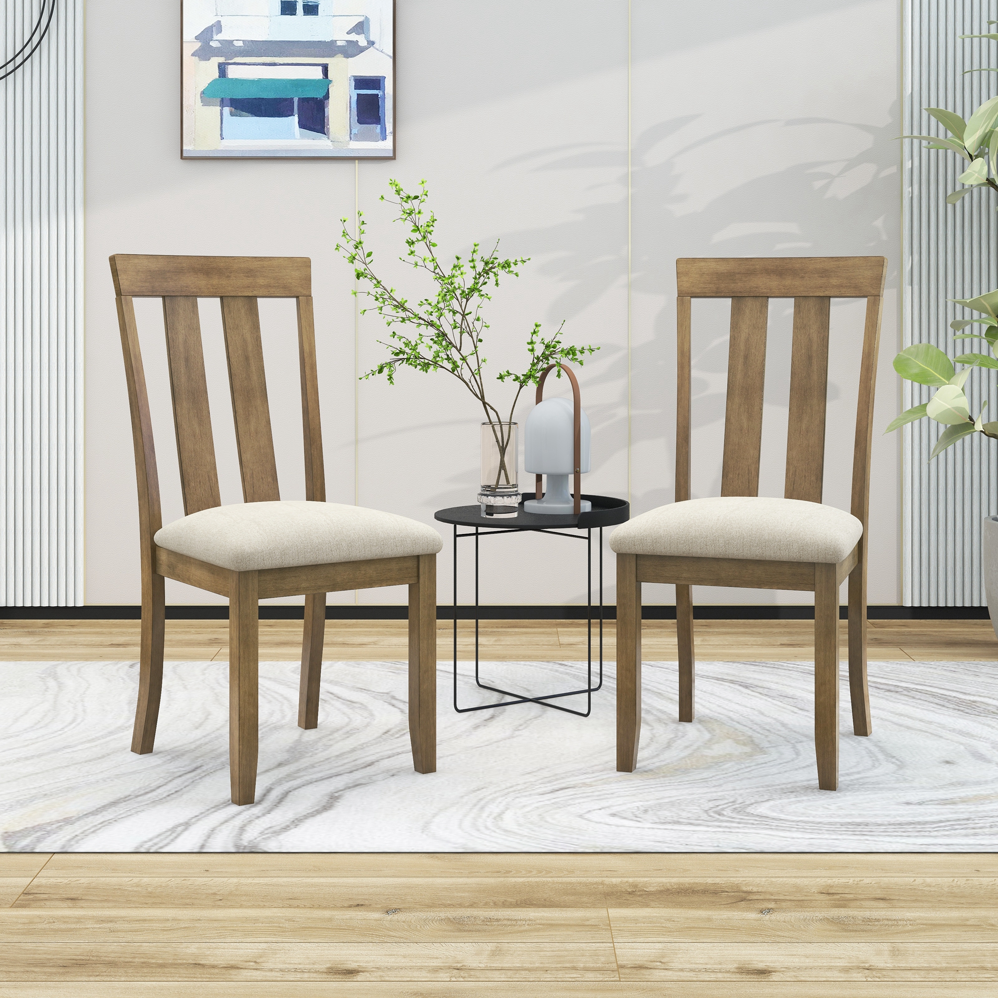 Fabric Dining Chairs with Seat Cushions and Curved Back - WF291210AAD