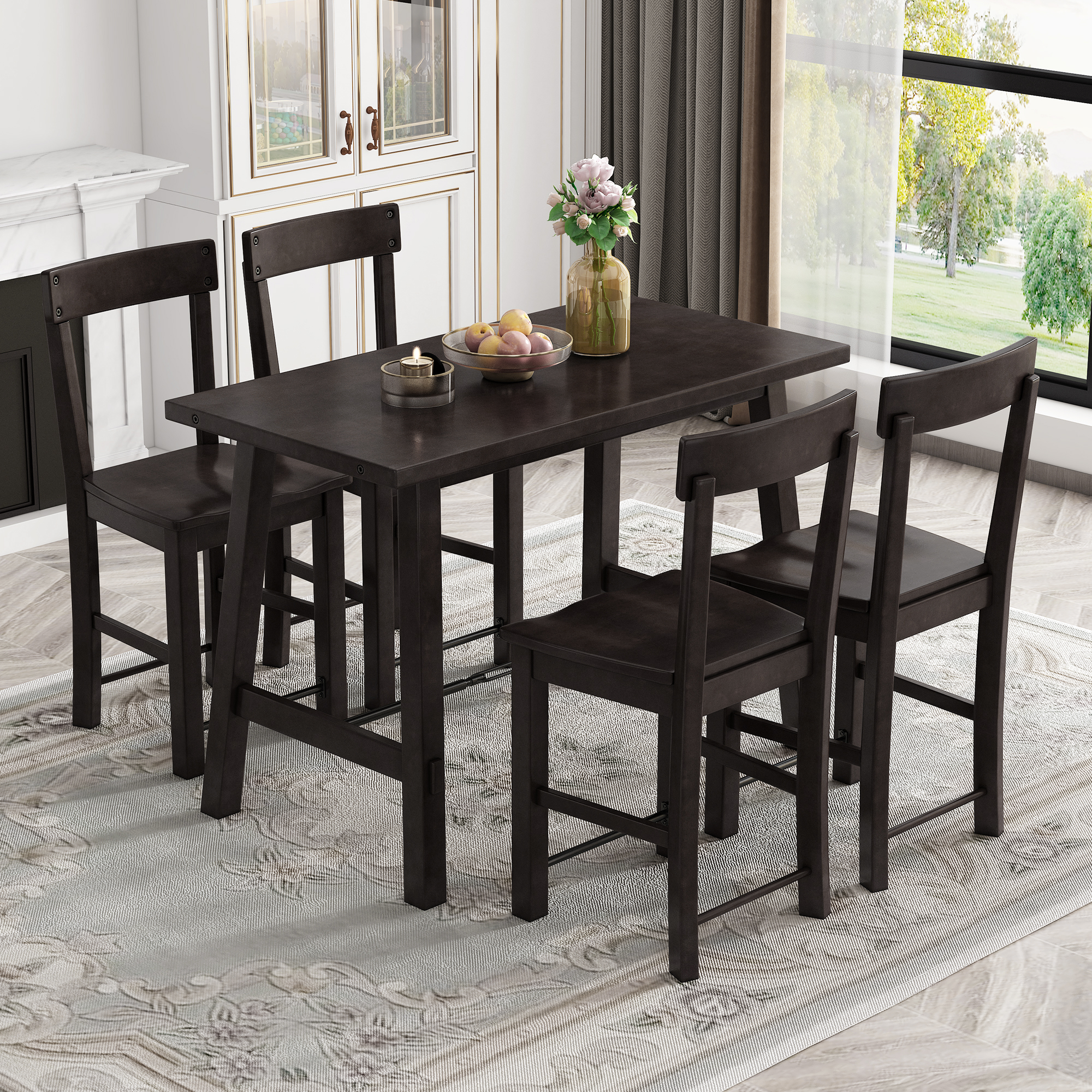 Minimalist Industrial Style 5-piece Dining Table Set - ST000075AAP