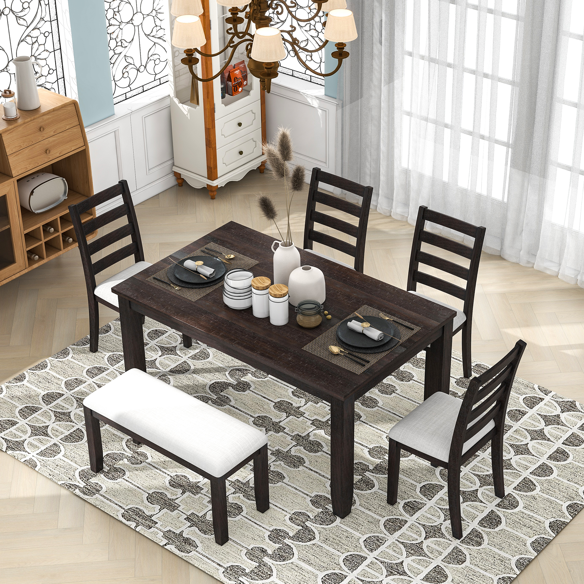 Rustic Style 6-Piece Dining Room Table Set - ST000042AAP