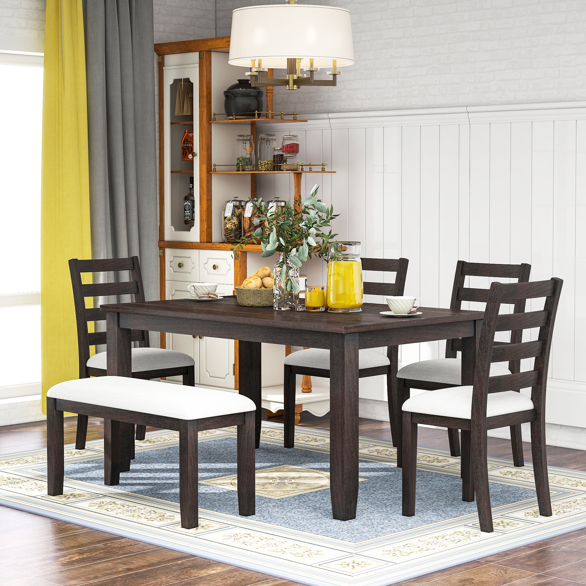 Rustic Style 6-Piece Dining Room Table Set - ST000042AAP