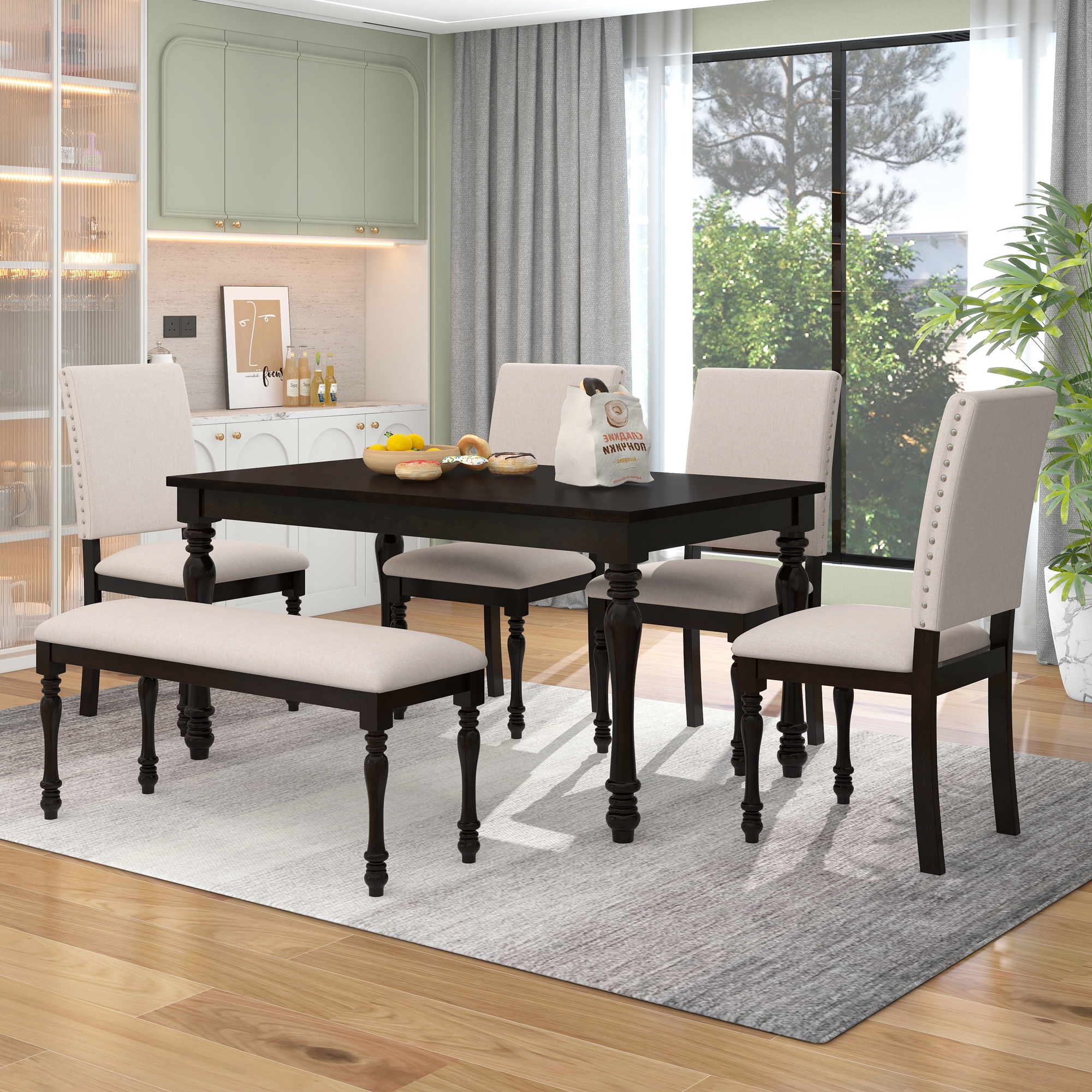 TREXM 6-Piece Wood Dining Table Set - ST000076AAP