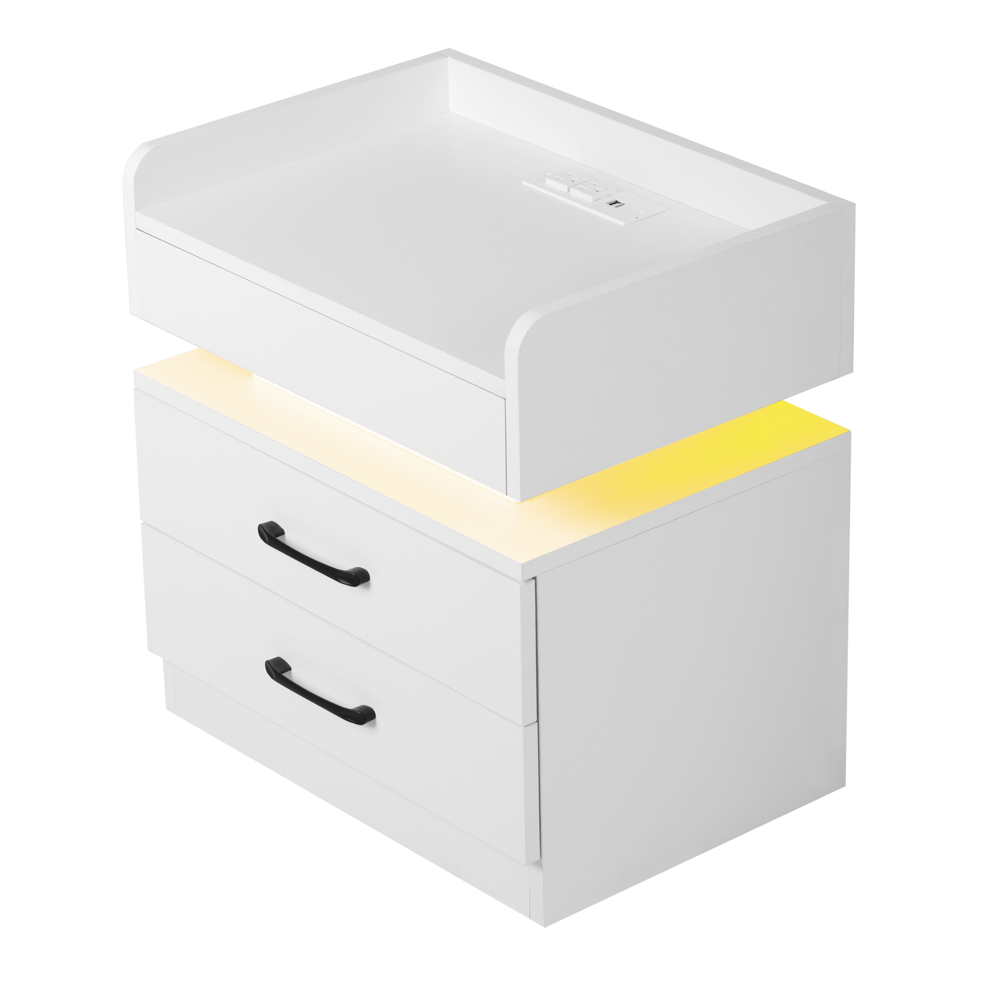 Nightstand With 2 Drawers, USB Charging Ports And LED Light - WF292396AAK