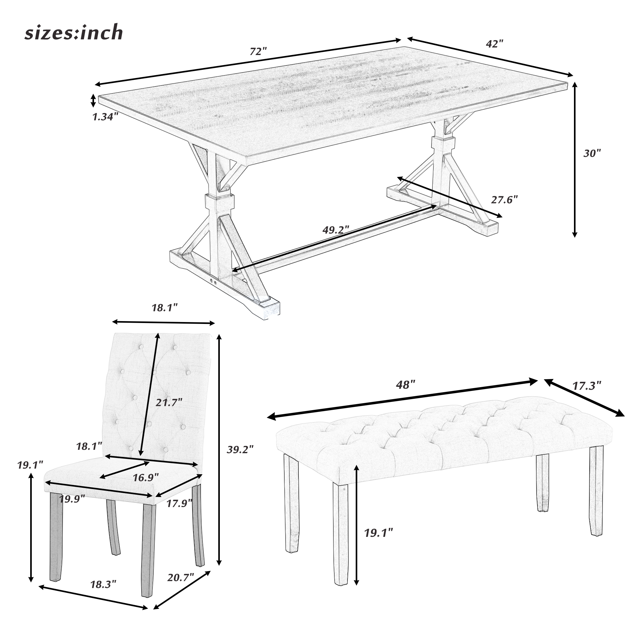 6-Piece Farmhouse Dining Table Set - ST000067AAP