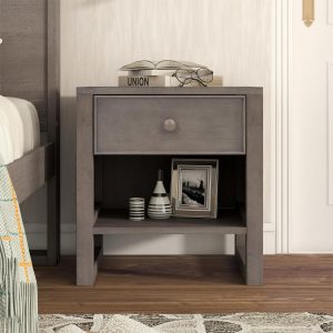 Wooden Nightstand with a Drawer and an Open Storage - WF295306AAG