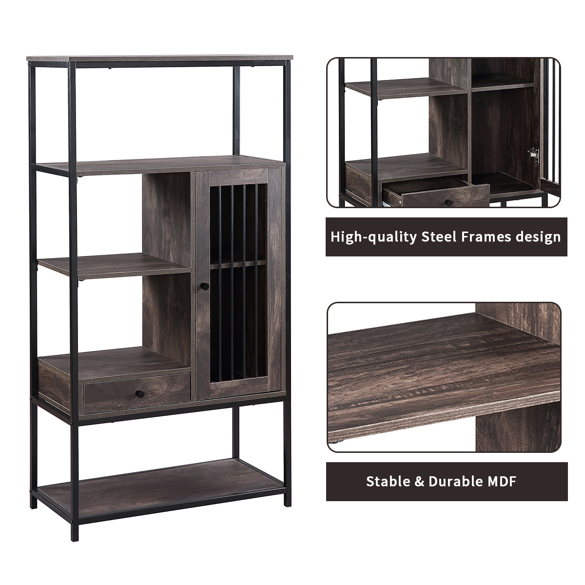 5 Tier Display Shelf with Doors and Drawers - PP295217DAA