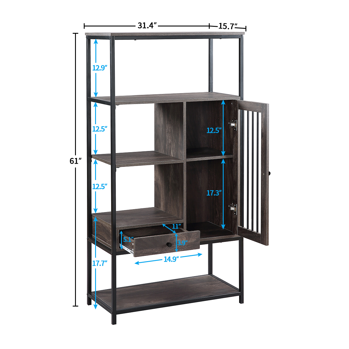 5 Tier Display Shelf with Doors and Drawers - PP295217DAA