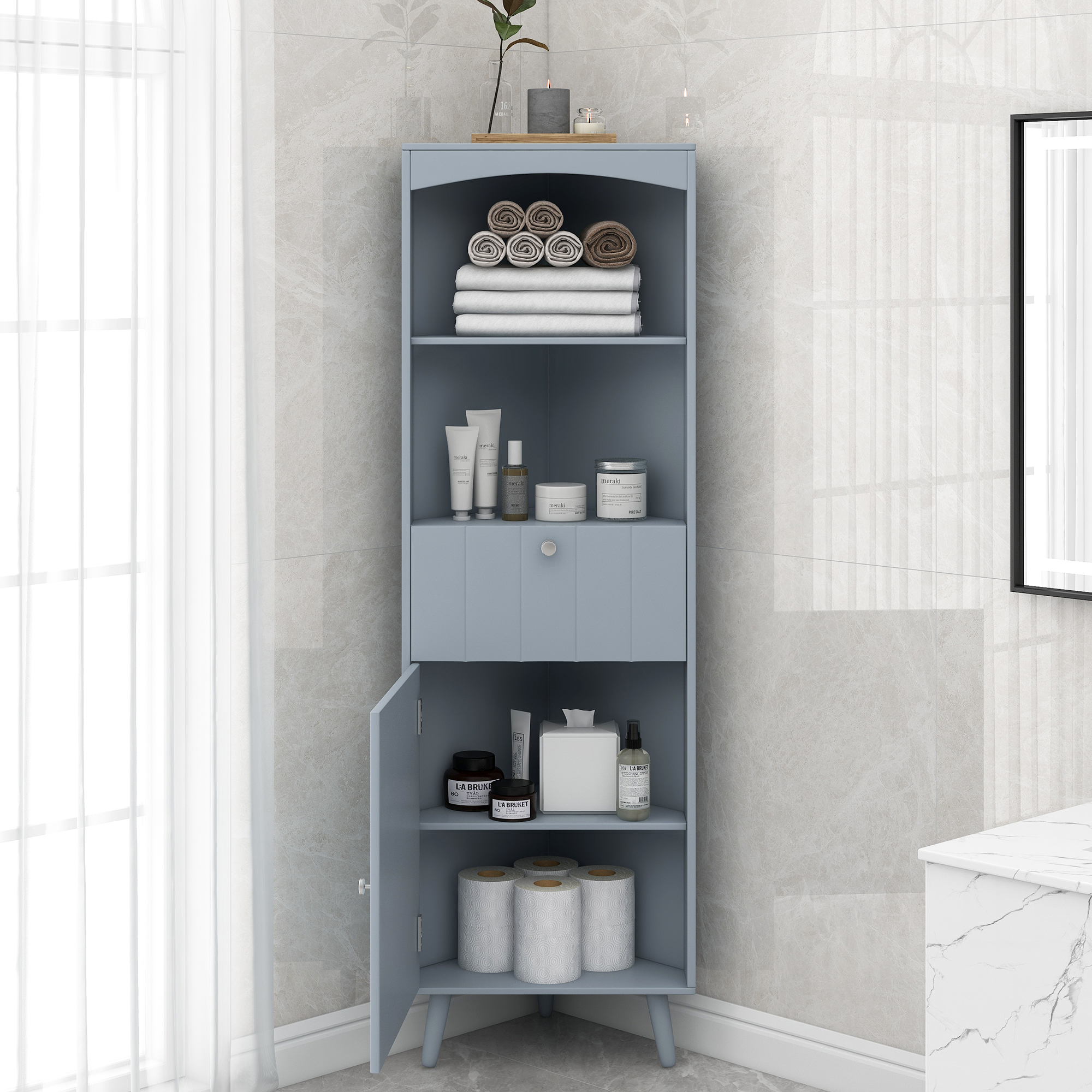 Triangle Elegant Corner Cabinet with Open Shelves - WF295063AAG