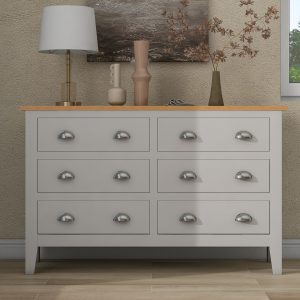 Country Gray Solid 6 Drawers Dresser With Oak Top - WF294583AAG