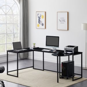U-Shaped Industrial Corner Writing Desk with CPU Stand - WF295392AAB