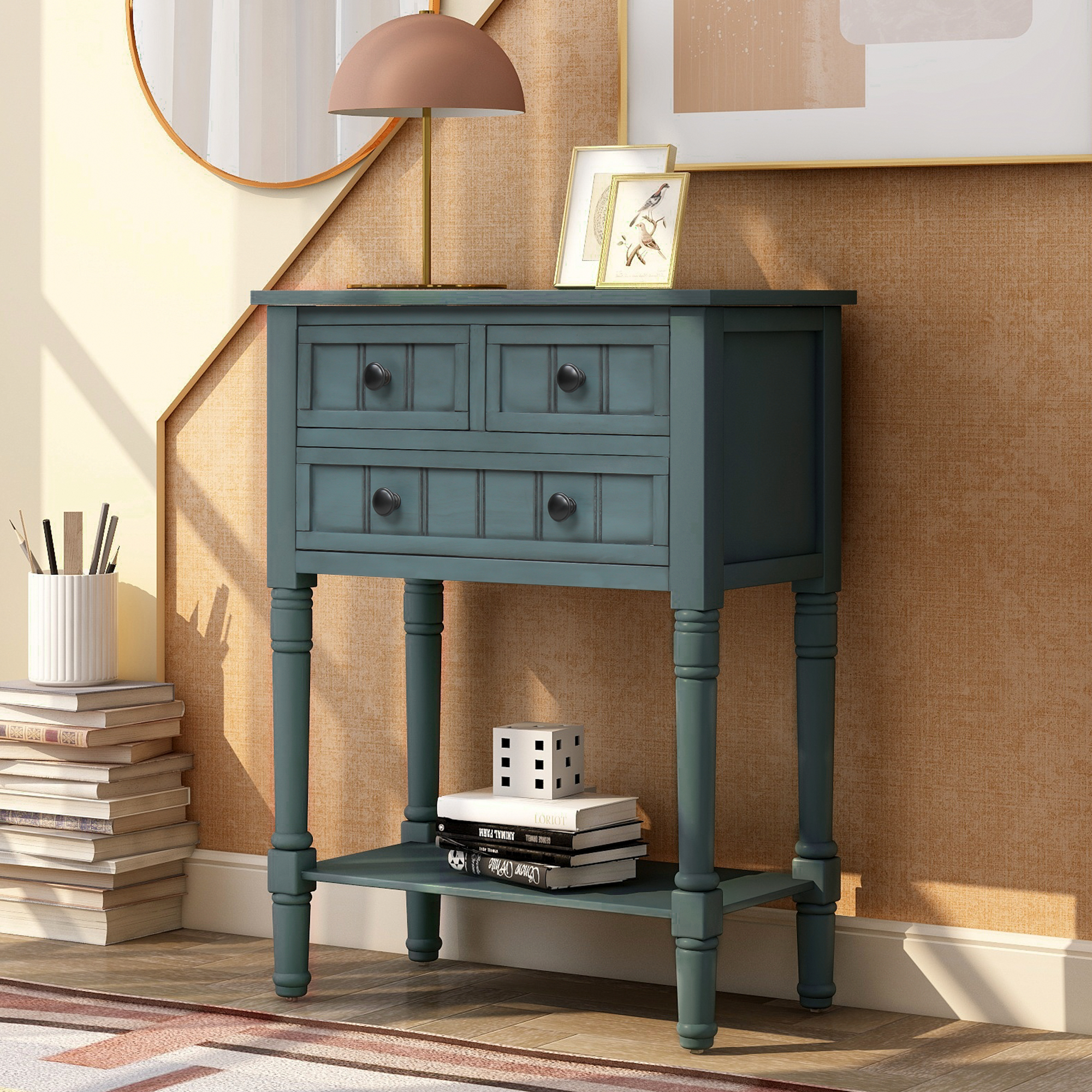 Narrow Console Table With Three Drawers And Bottom Shelf - WF192646AAM