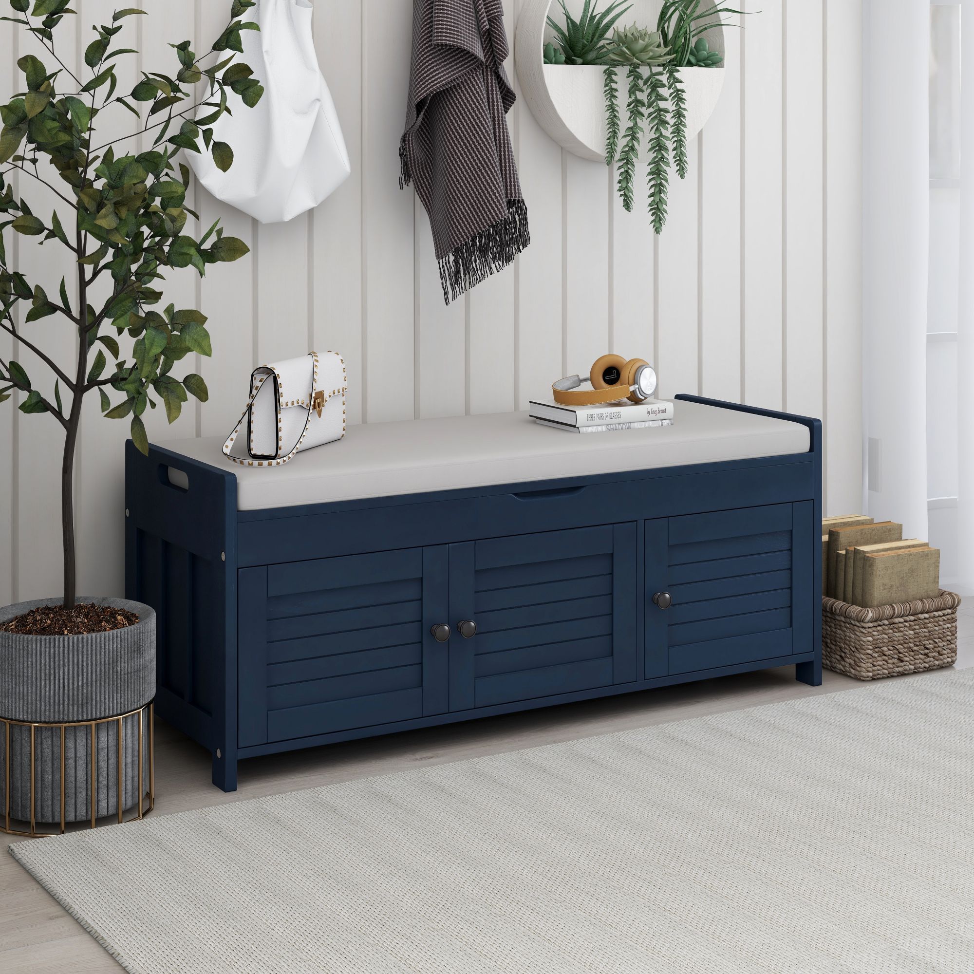 TREXM Storage Bench with 3 Shutter-shaped Doors - WF284226AAM