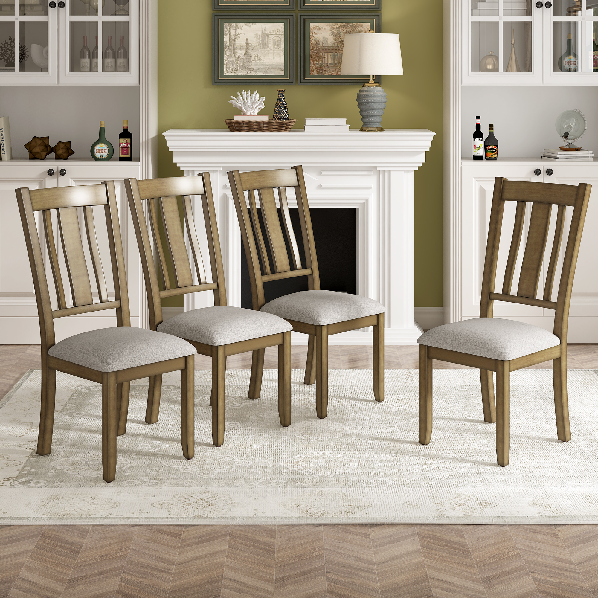 Industrial Style Wooden Dining Chairs with Ergonomic Design - WF290790AAD