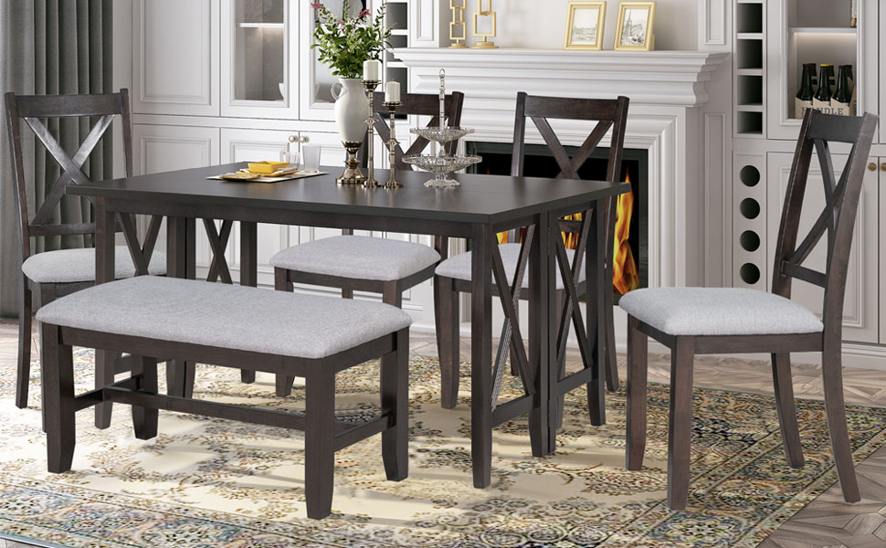 Solid Wood 6-Piece Family Dining Room Set - ST000046AAP