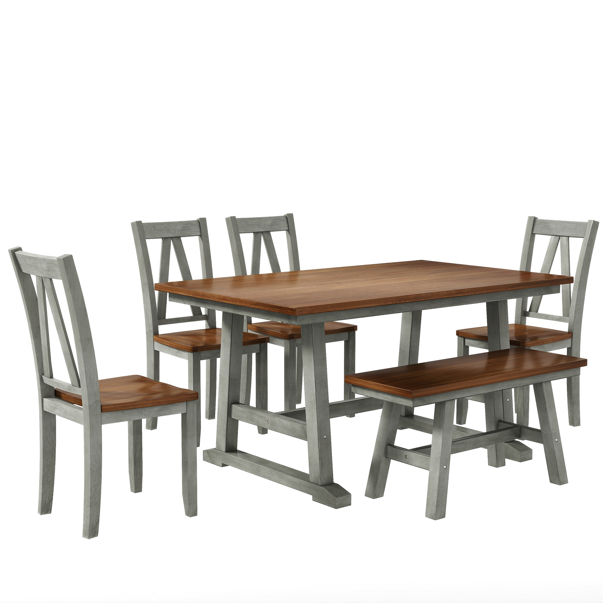6-Piece Wood Dining Table Set - SP000256AAE