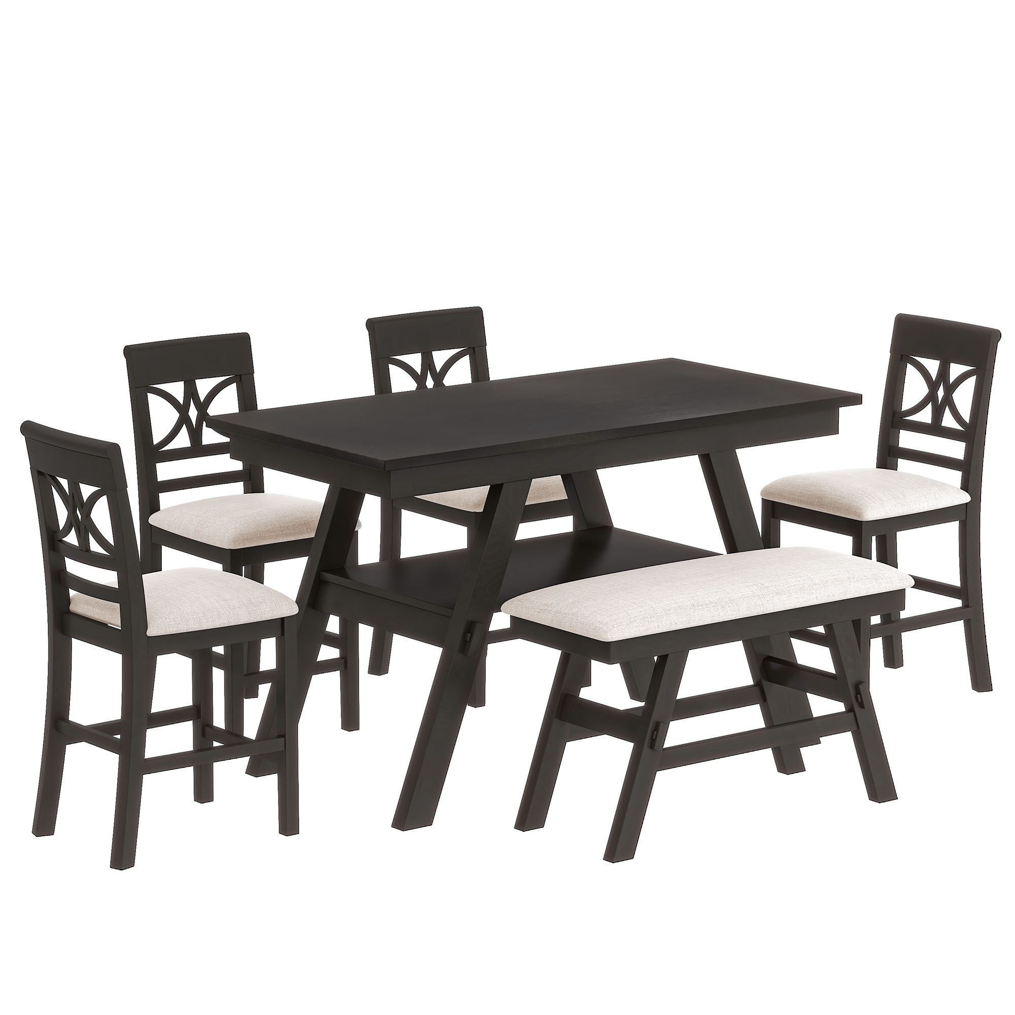 6-Piece Wood Counter Height Dining Table Set - SH000257AAP