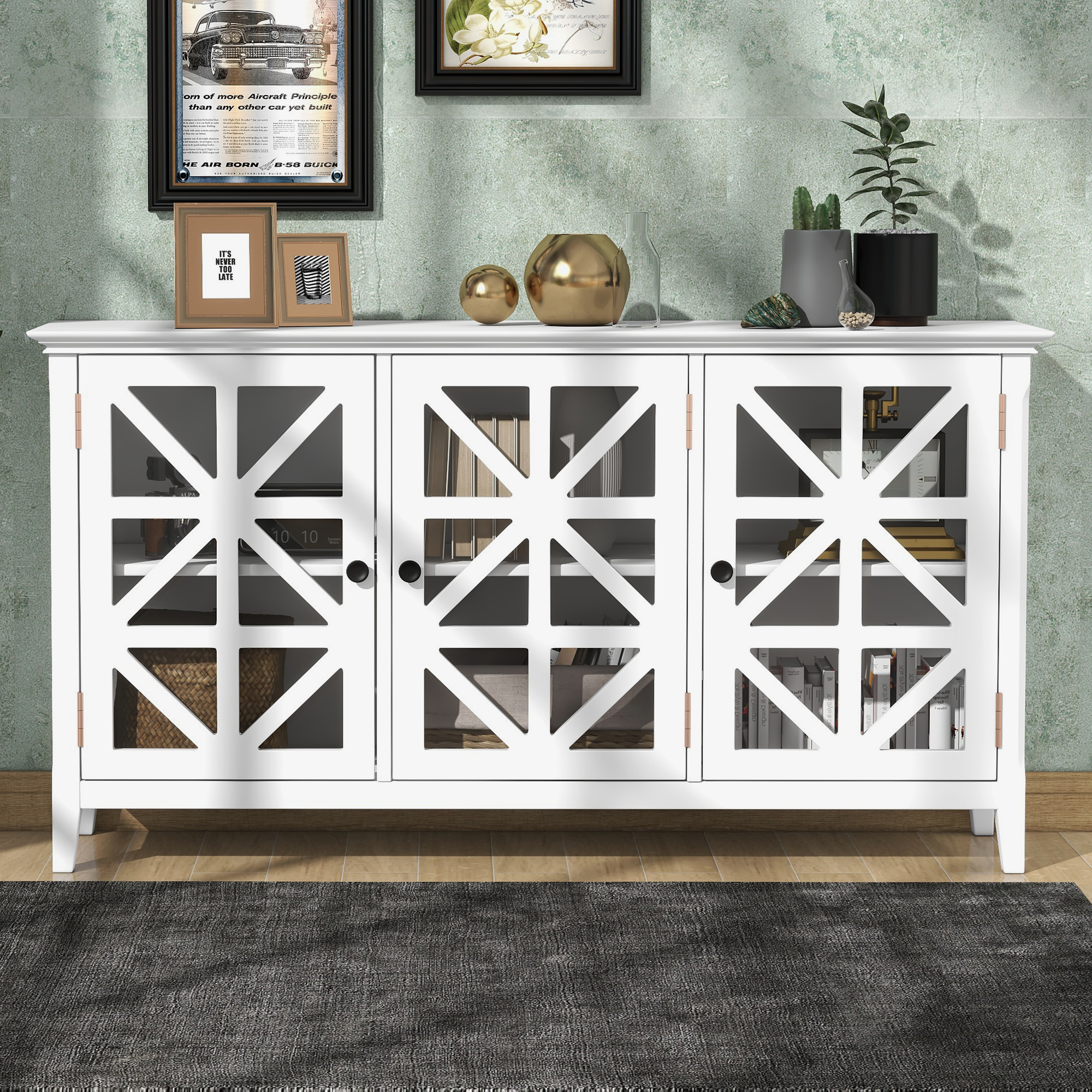 Modern Console Table With 3 Doors And Adjustable Shelves - WF297243AAK