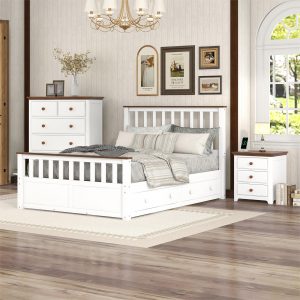 Full Size Platform Bed with Nightstand and Storage Chest - HL000018AAK