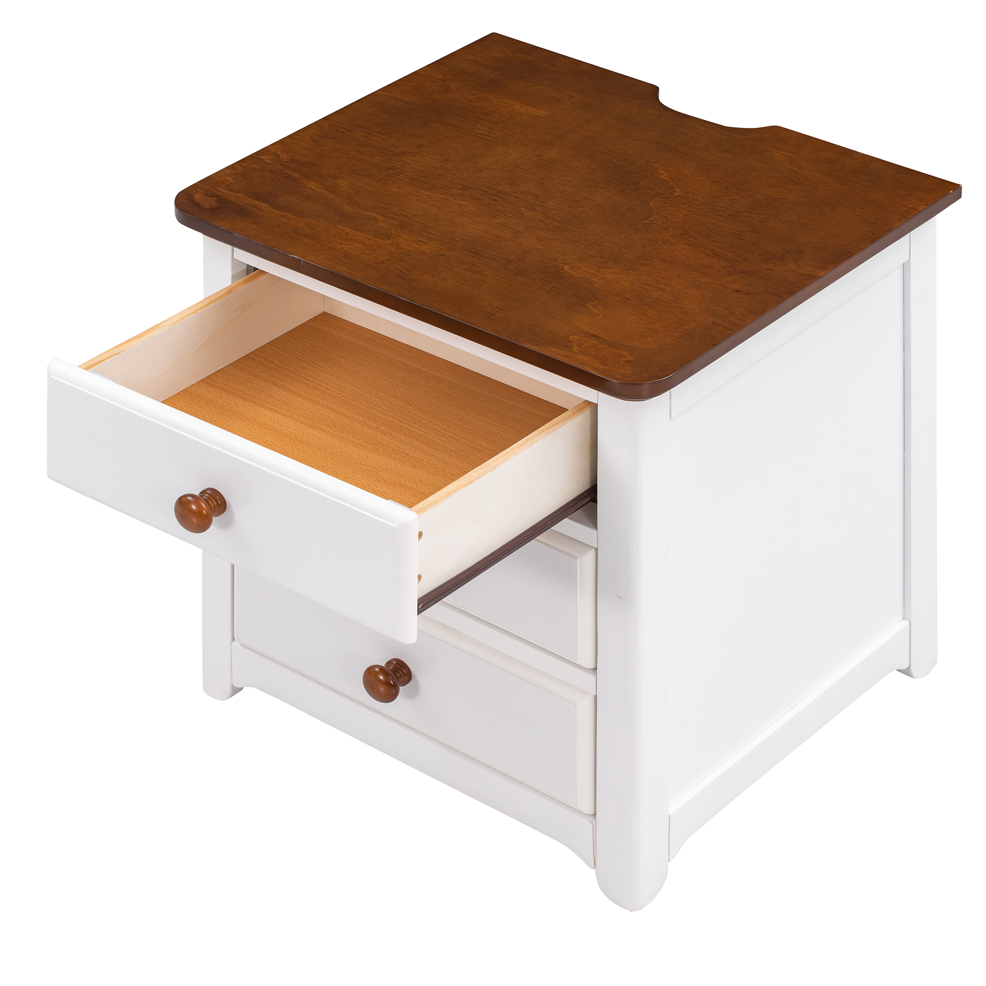 Wooden Nightstand with USB Charging Ports and Three Drawers - WF297096AAK