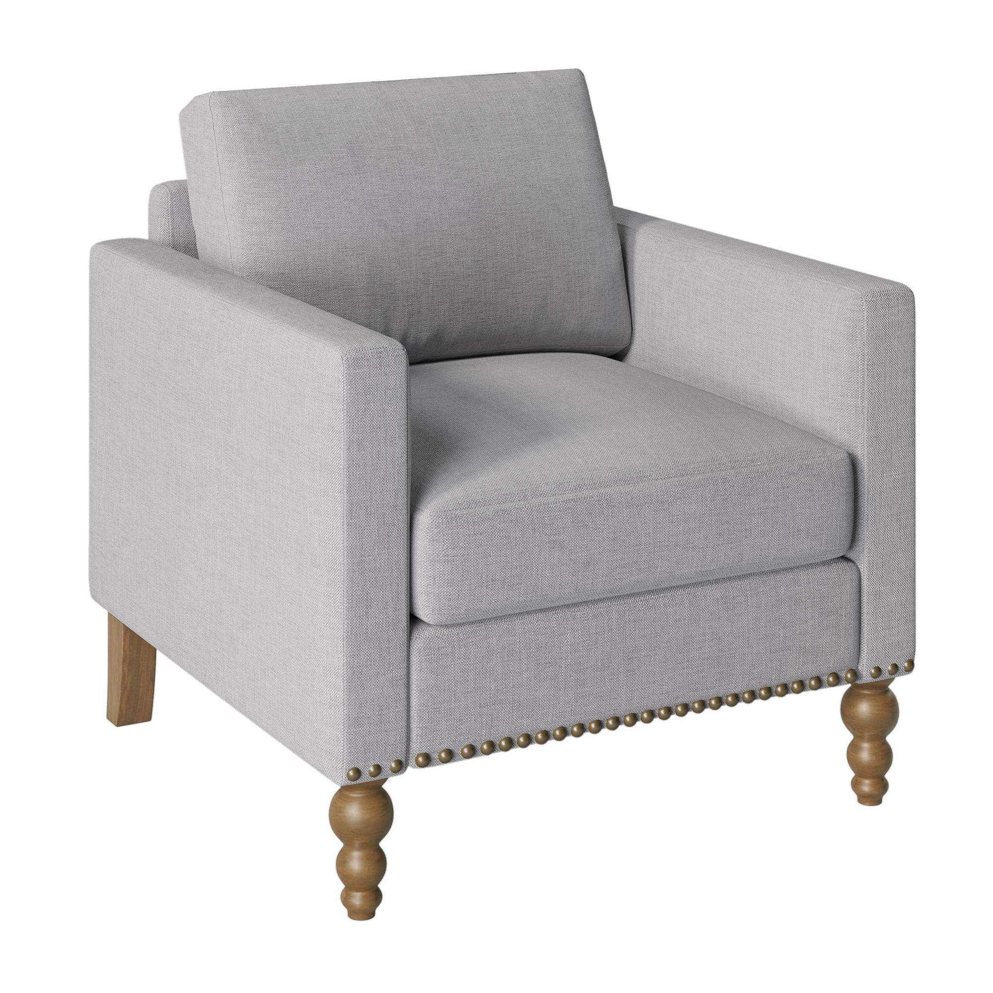 Classic Linen Armchair With Bronze Nailhead Trim - WF298023AAE