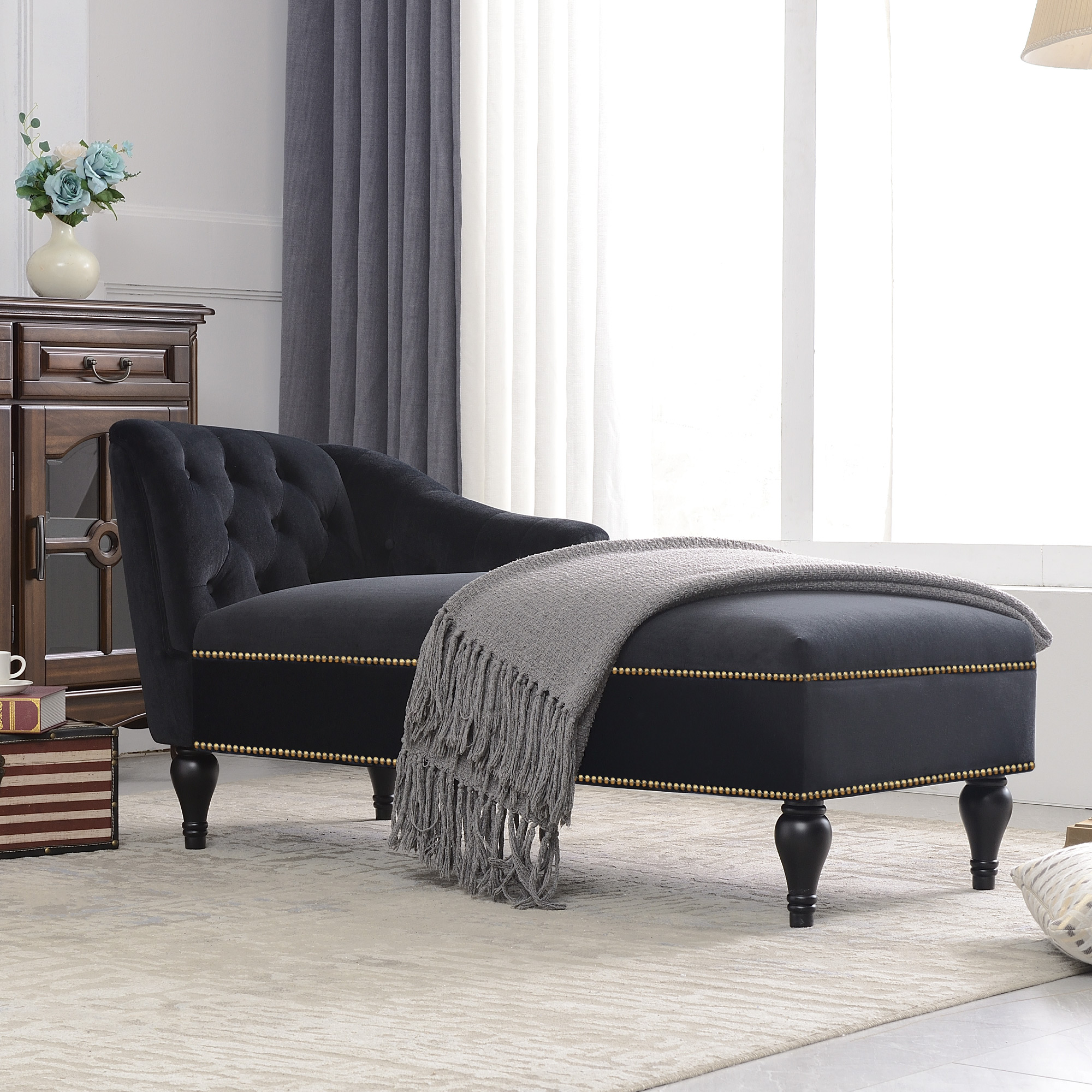 58 inches Velvet Chaise Lounge - WF297646AAB