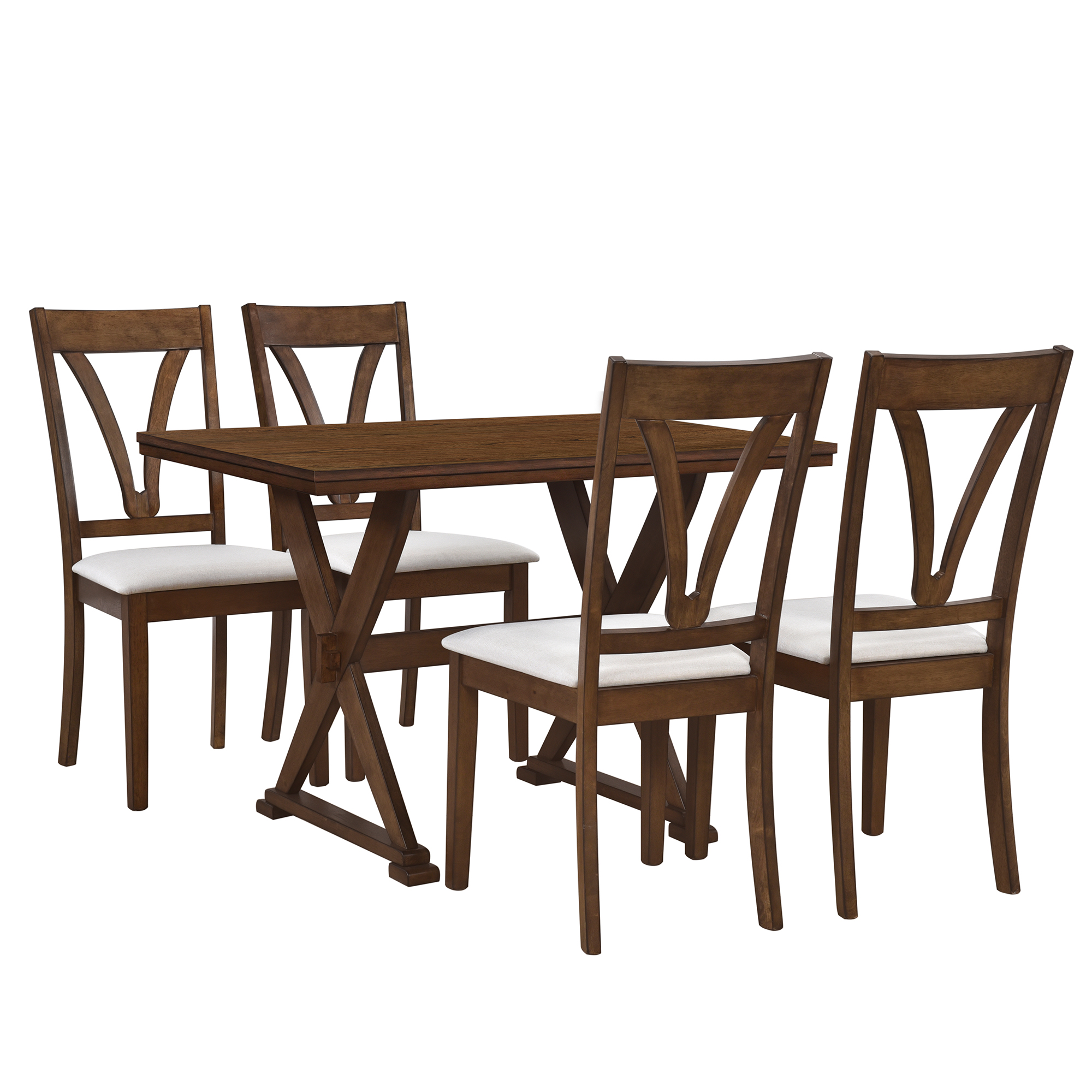 Mid-Century Wooden 5-Piece Dining Table Set - SH000252AAD