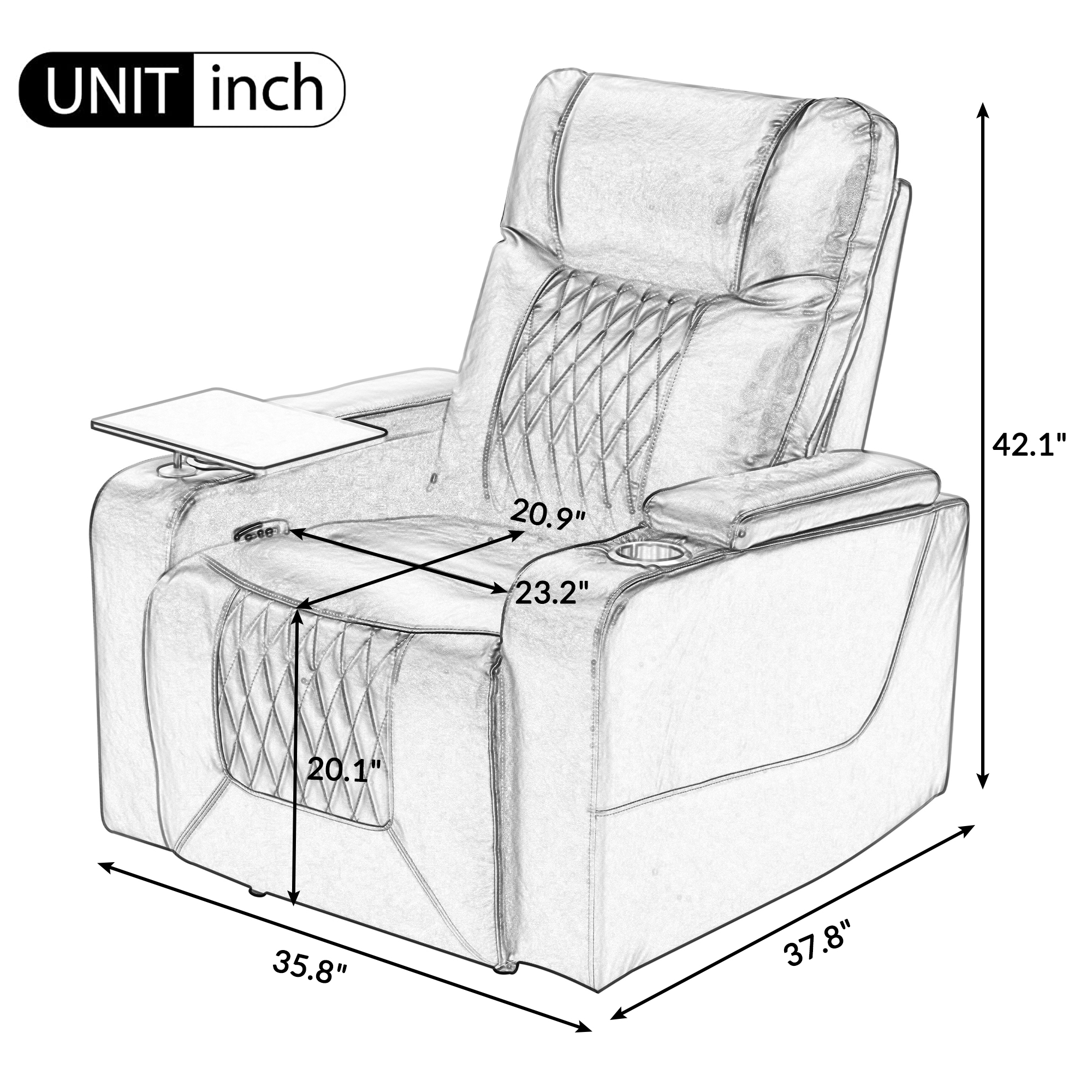 Power Recliner with USB Charging Port and Arm Storage - SG000630AAD
