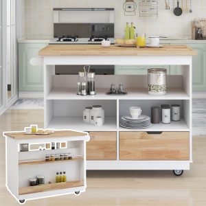 Two-sided Kitchen island Cart on Wheels - WF318694AAW