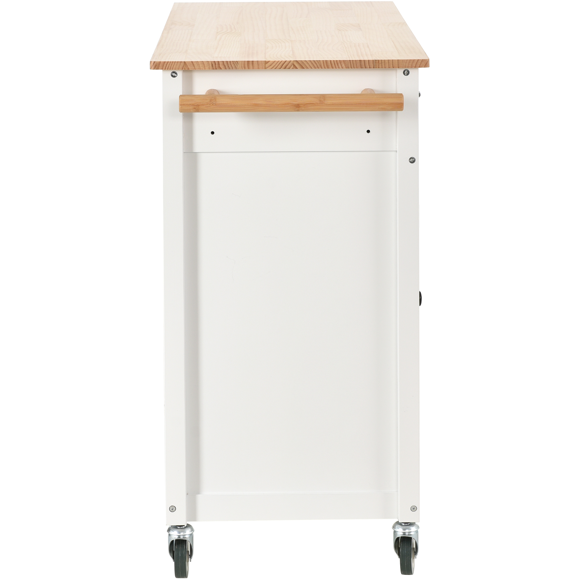 Kitchen Island Cart with Solid Wood Top and Locking Wheels - WF286911AAW