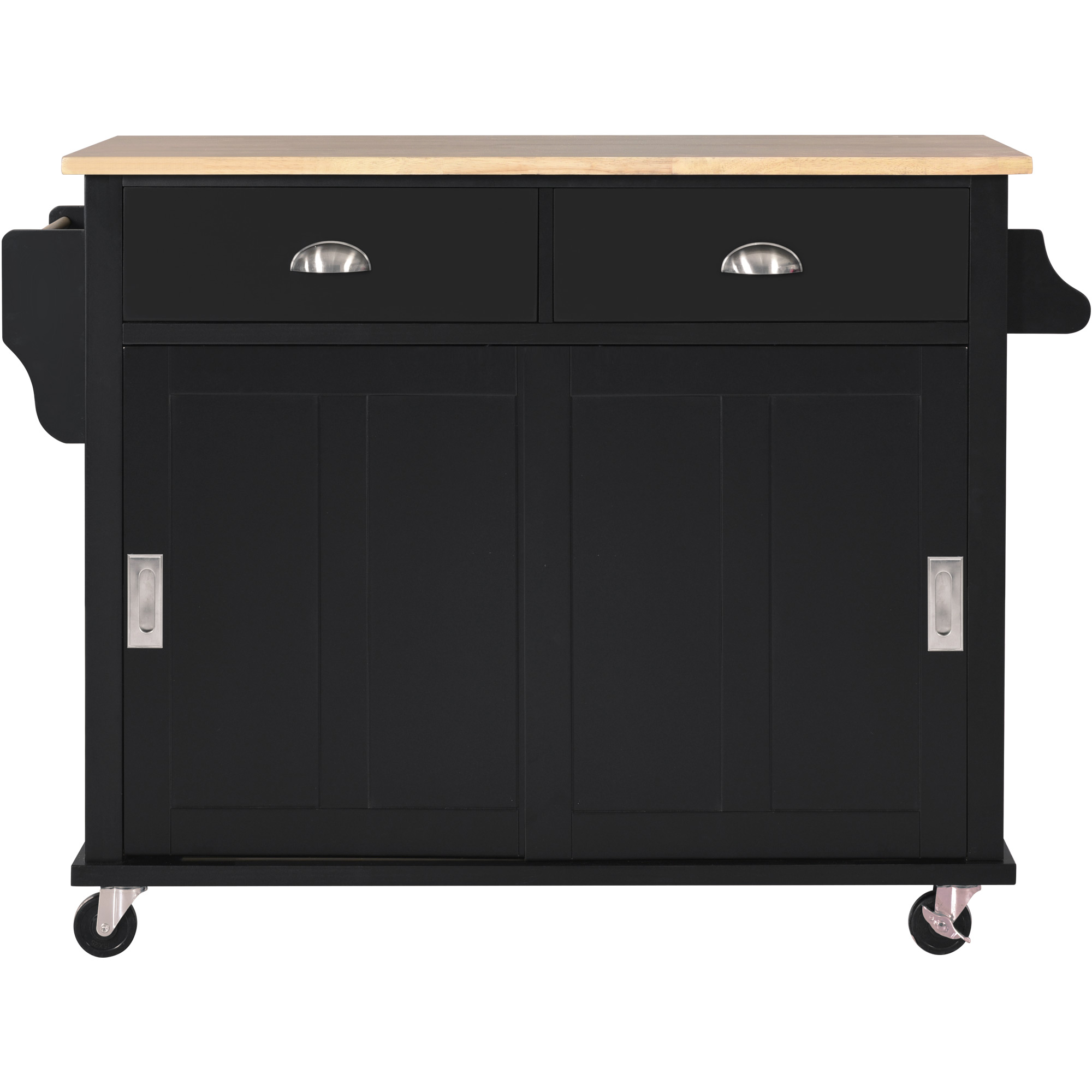 Kitchen Cart with Rubberwood Drop-Leaf Countertop - SK000001AAB
