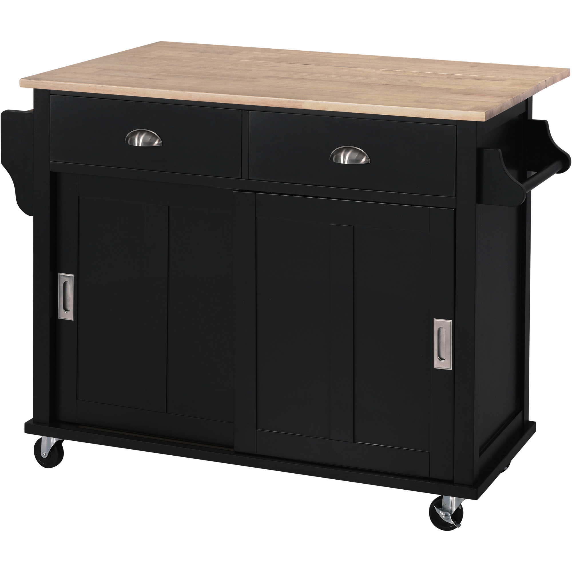 Kitchen Cart with Rubberwood Drop-Leaf Countertop - SK000001AAB