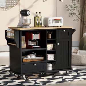 Kitchen Island Cart with Storage Cabinet and Two Locking Wheels - WF296670AAB