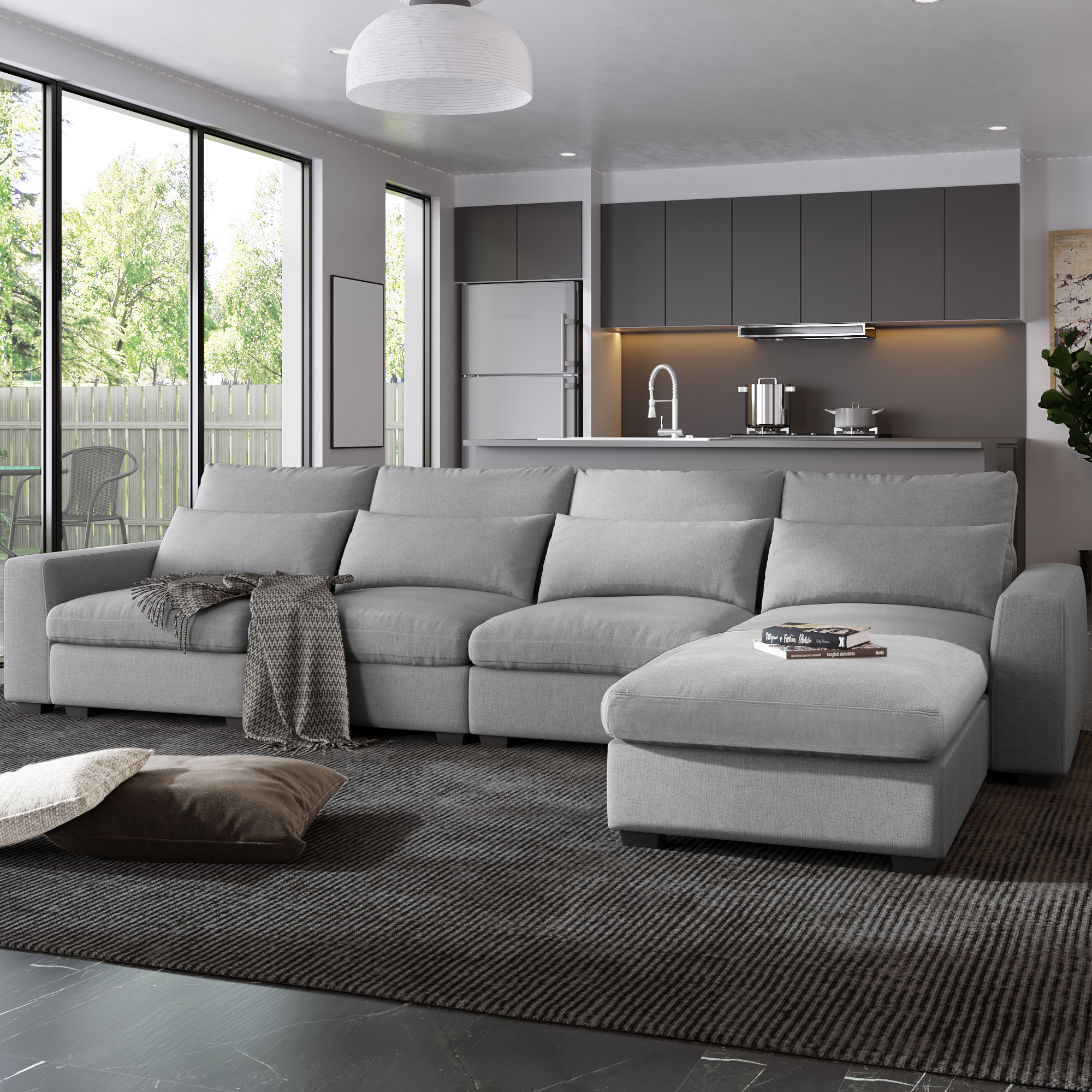 Modern Large L-Shape Sectional Sofa With Reversible Chaise - WY000291AAE
