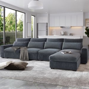 Large L-Shape Feather Filled Sectional Sofa - WY000332AAD