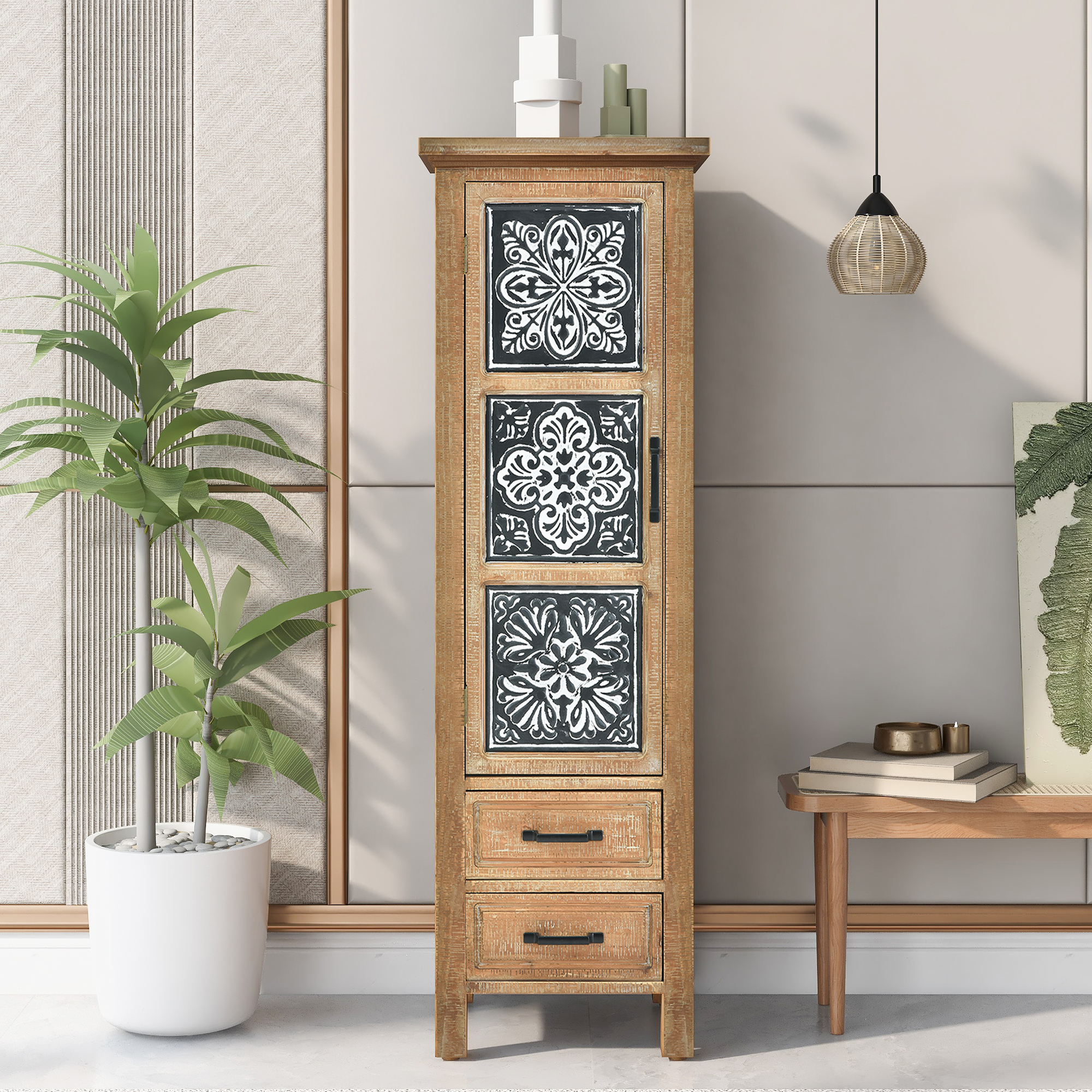 Tall Accent Storage Cabinet with 1 Door and 2 Drawers - WF297136AAA