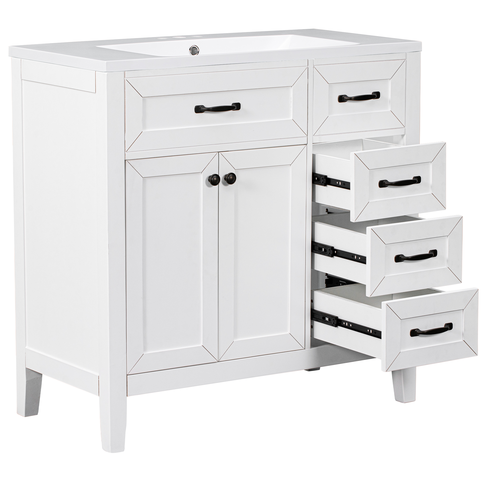 Solid Wood Bathroom Vanity with Sink Combo and Drawers - JL000007AAK