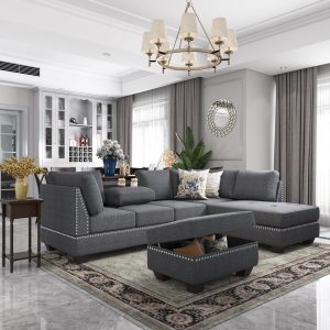 L-Shape Reversible Sectional Sofa With Storage Ottoman - SG000610AAE