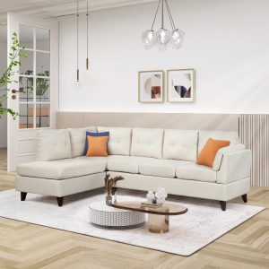L-Shape Sectional Sofa With Chaise Lounge and One Lumbar Pad - SG000590AAA