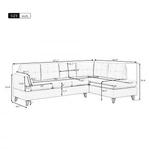 L-Shape Sectional Sofa With Chaise Lounge and One Lumbar Pad - SG000590AAE