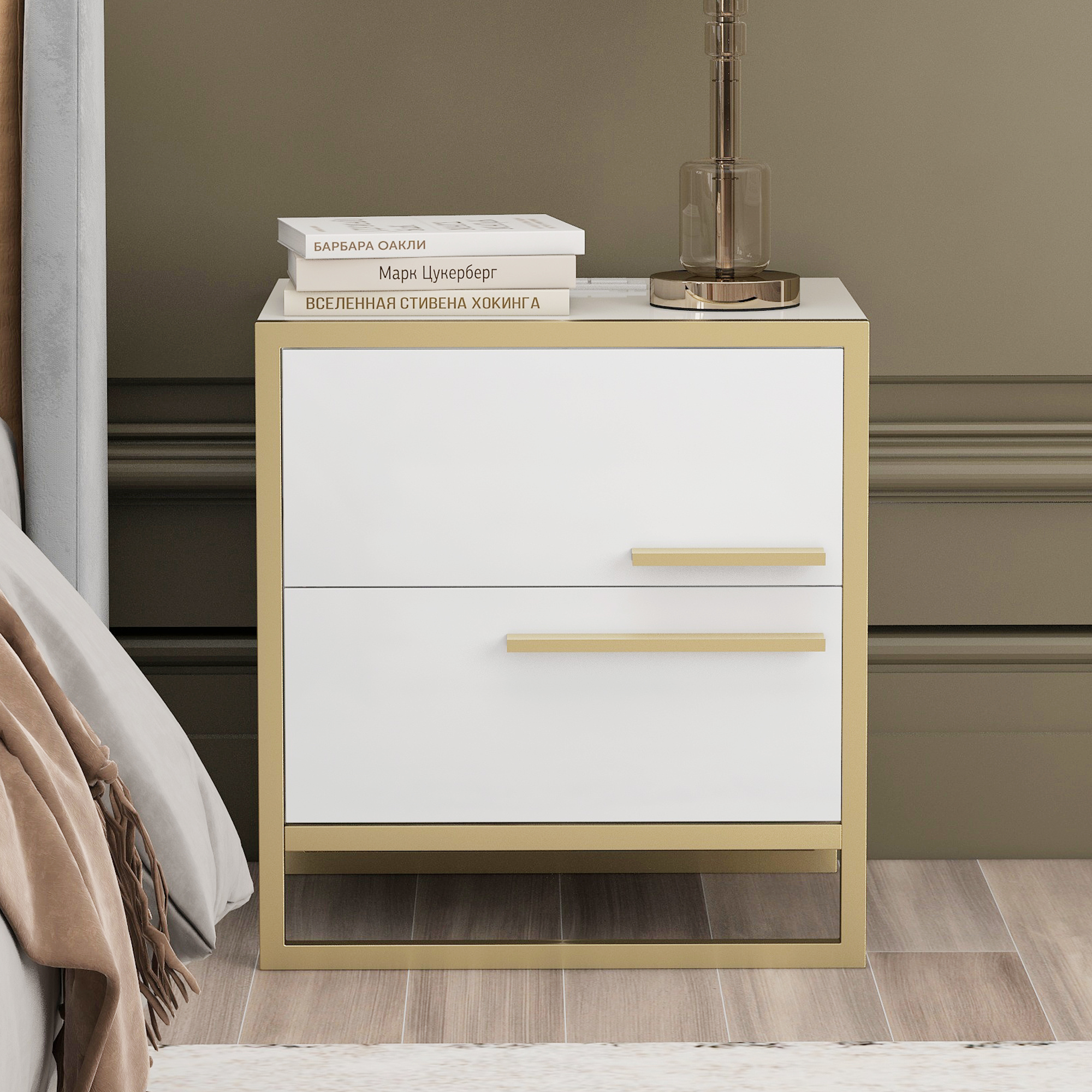 Nightstand with 2 Drawers & USB Charging Ports - WF297008AAW