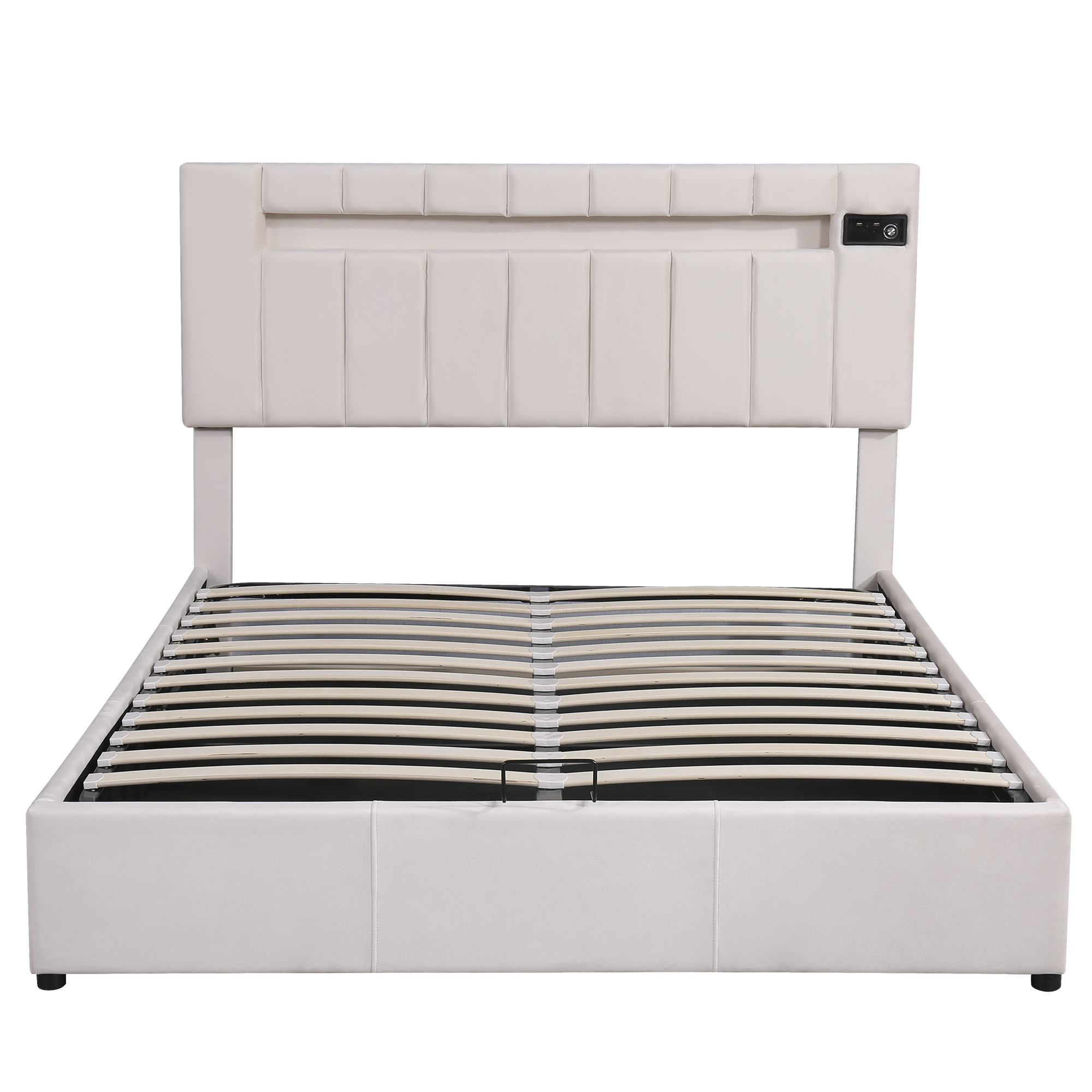 Upholstered Queen Size Bed With LED Light, Bluetooth Player And USB Charging - LP000613AAA
